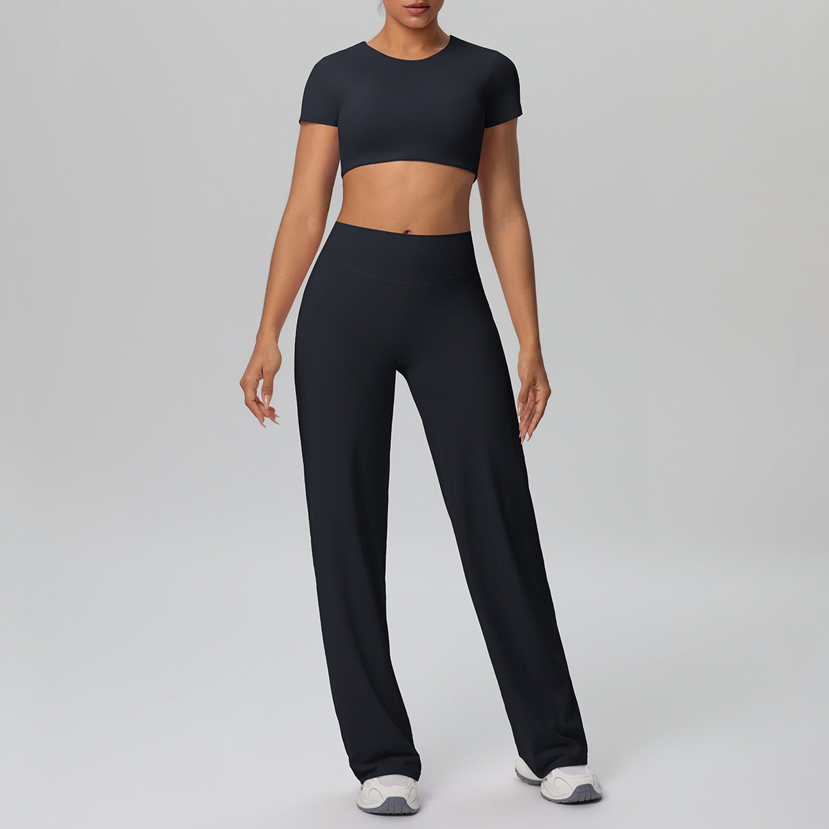 Nude Feel Outdoor Sports Short Sleeve Outdoor Running with Chest Pad Straight Leg Pants Yoga Clothes Leggings Yoga Set