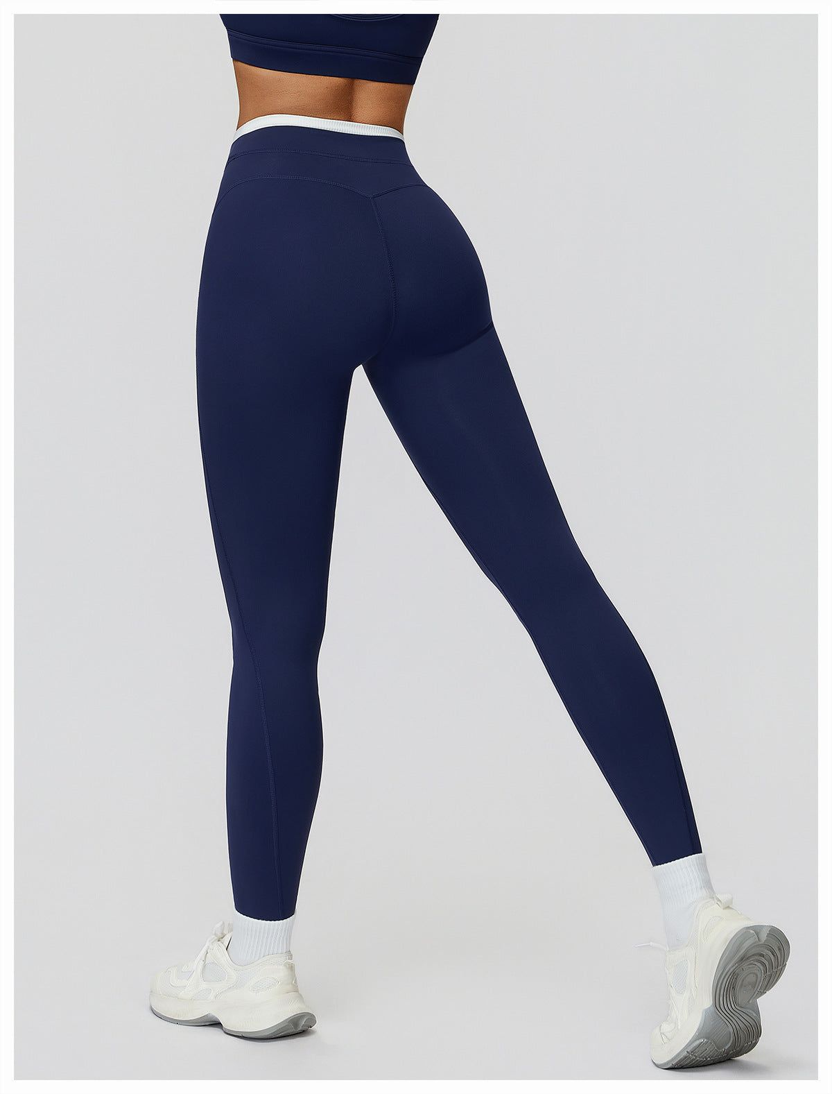 Nude Feel Yoga Trousers Thread High Waist Contrast Color Tight Trousers Women Sports Running Fitness Clothes