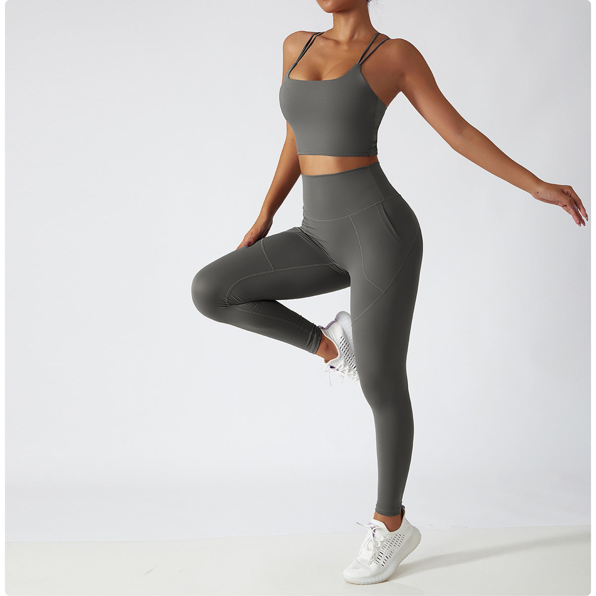Sollinarry Sustainable Recycled Nude Feel Yoga Suit Summer Breathable Training Sports Suit Women High Waist Hip Lift Running Fitness Clothes