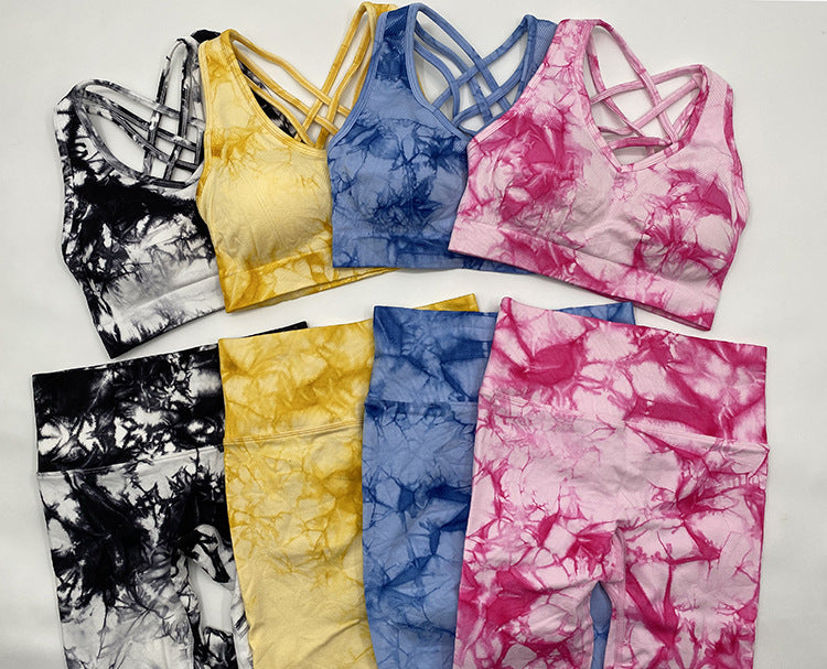 Tie Dye Sportswear Women's Suit Yoga Suit Fitness Suit Comfortable High Waist Stretch Skinny Yoga Pants