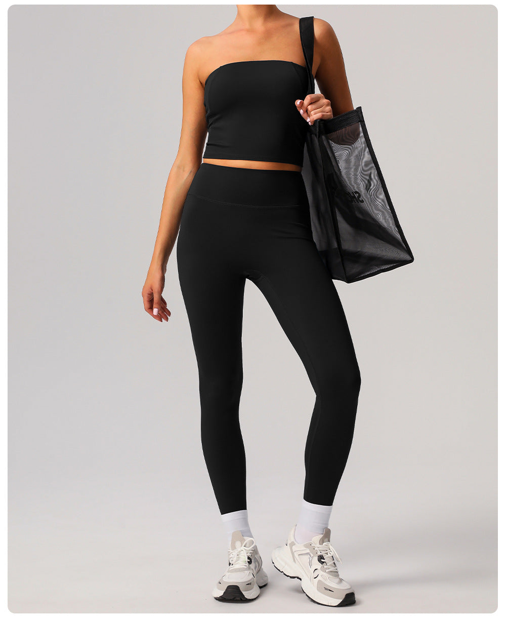 Nude Feel Yoga Chest Wrapped Vest High Elasticity Skinny Exercise Top Women Outer Wear Casual Quick Drying Fitness Vest