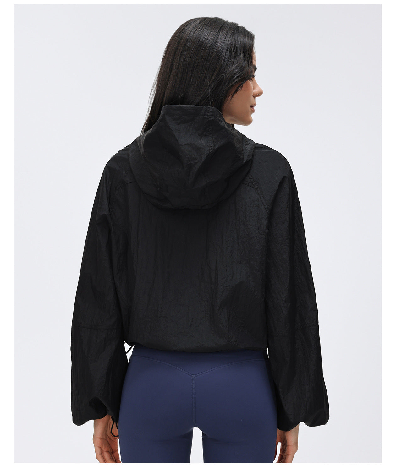 Spring Half Zipper Hooded Sports Windbreaker Women Short Loose All Match Outdoor Running Fitness Clothes Coat