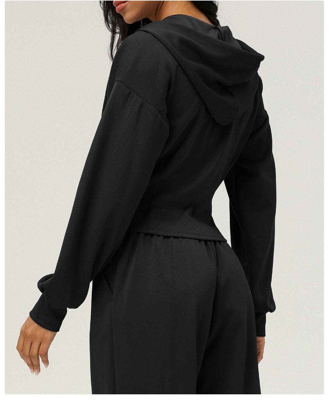 Autumn Winter Sports Zipper Coat Hooded Casual Cardigan Sweater Pocket Loose Yoga Jacket Women