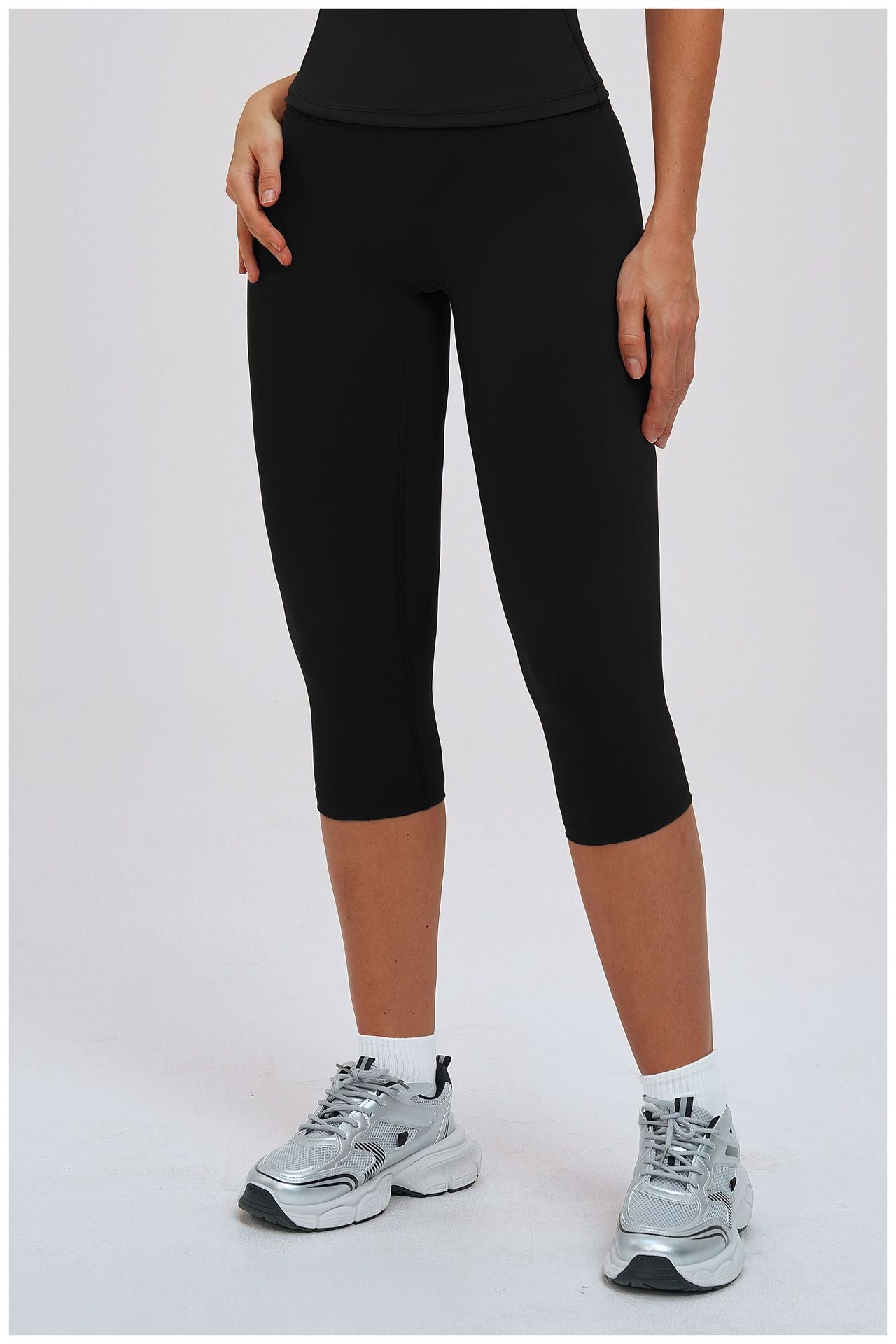 Brushed Yoga Knee Length Pants High Waist Tight Slimming Sports Pirate Shorts Running Outdoors Workout Clothes for Women