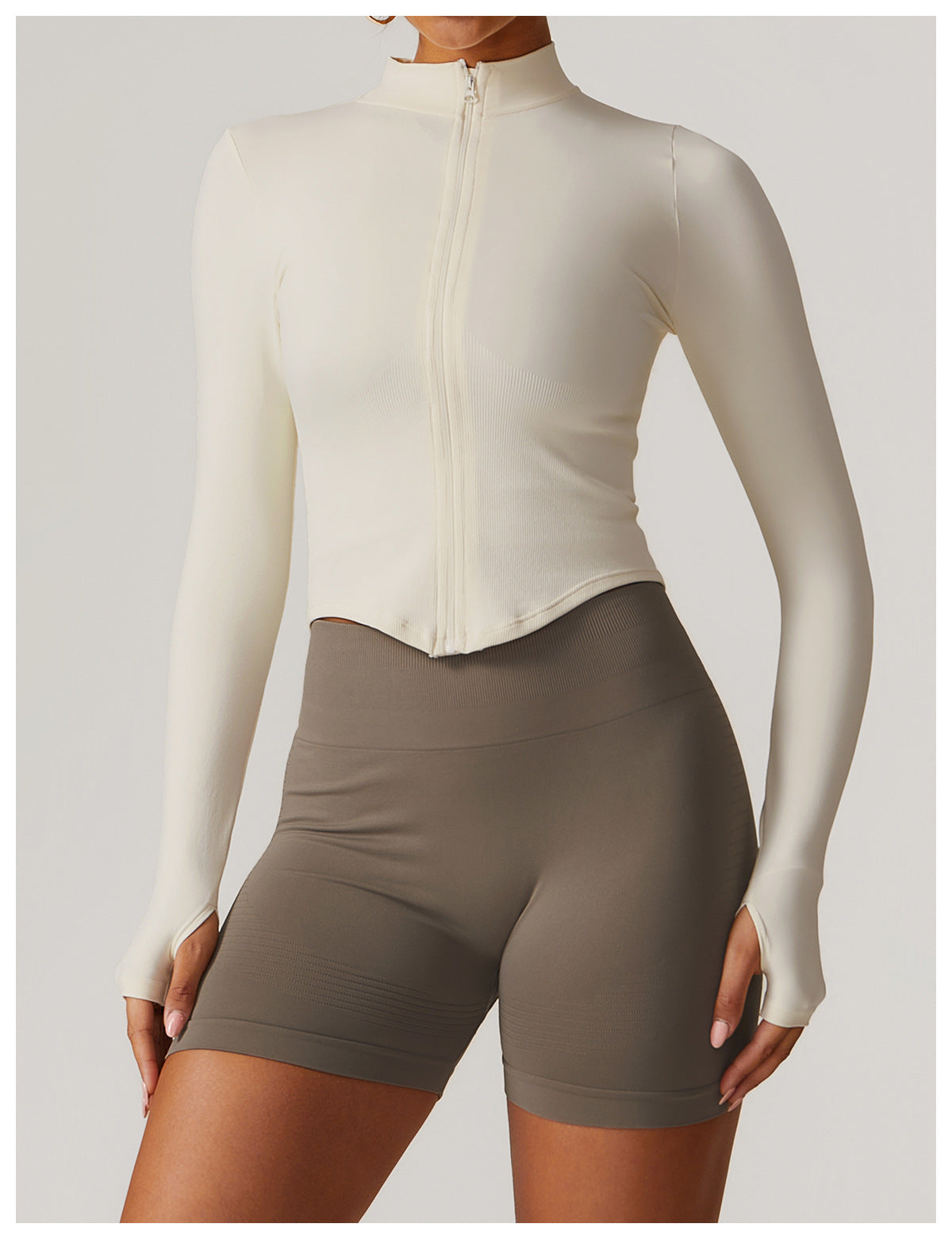 Sollinarry Stand Collar Long Sleeve Zipper Yoga Jacket Women Tight Quick Drying Yoga Clothes Outdoor Fitness Sports Top