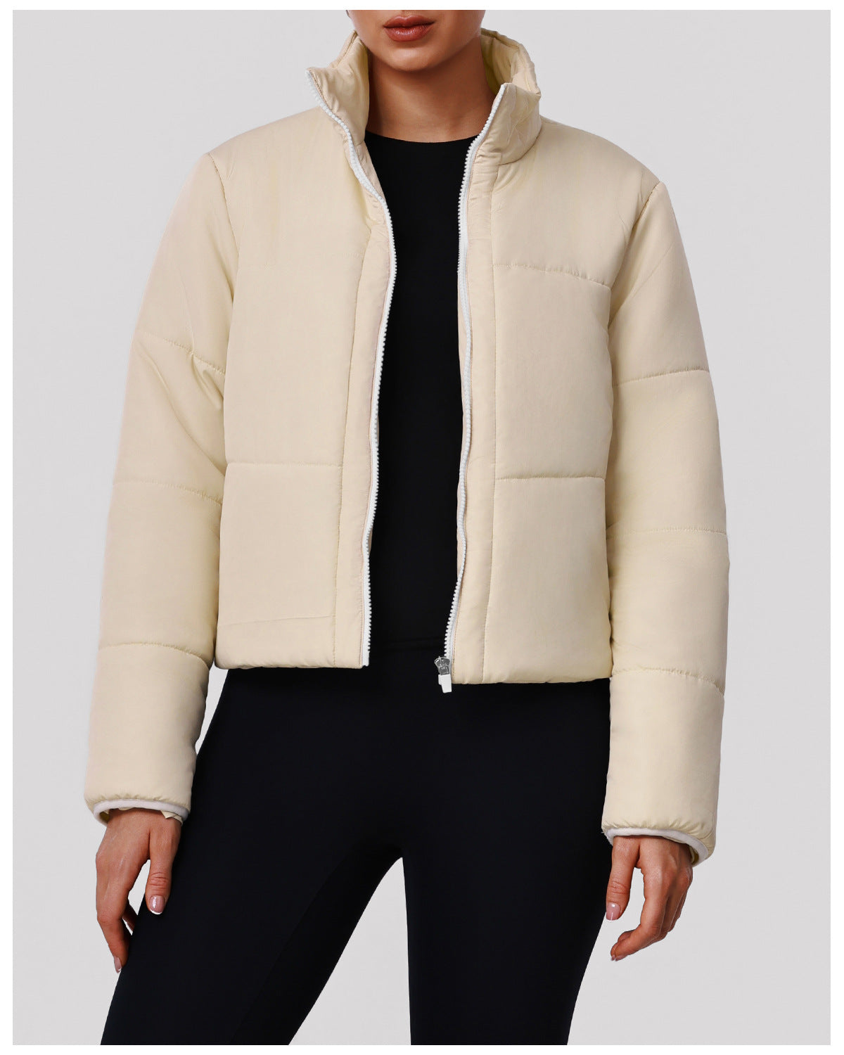Outdoor Warm Keeping Sports Cotton Padded Clothes Women Autumn Winter Thick Windproof Zipped Cotton Padded Jacket Slim Fit Running Workout Clothes Jacket