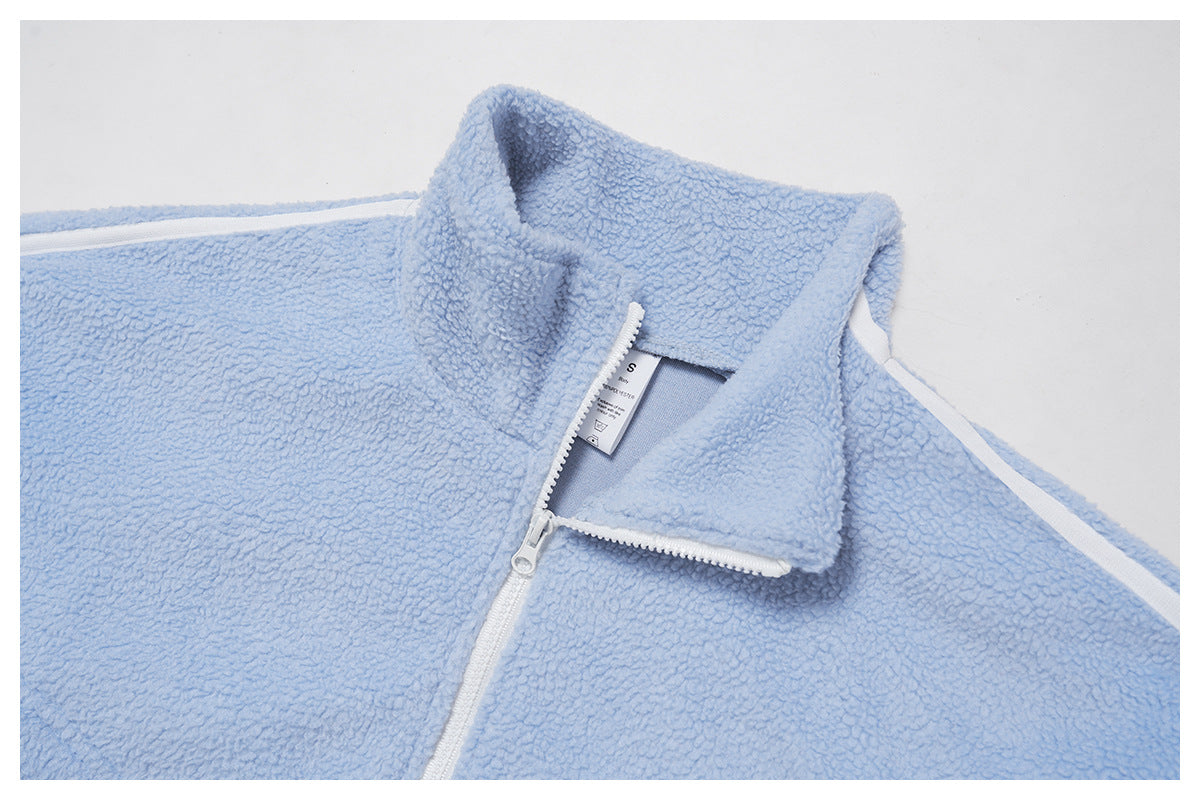 Fall Winter Coat Stand Collar Windproof Warm Polar Fleece Jacket Women Running Velvet Sport Coat