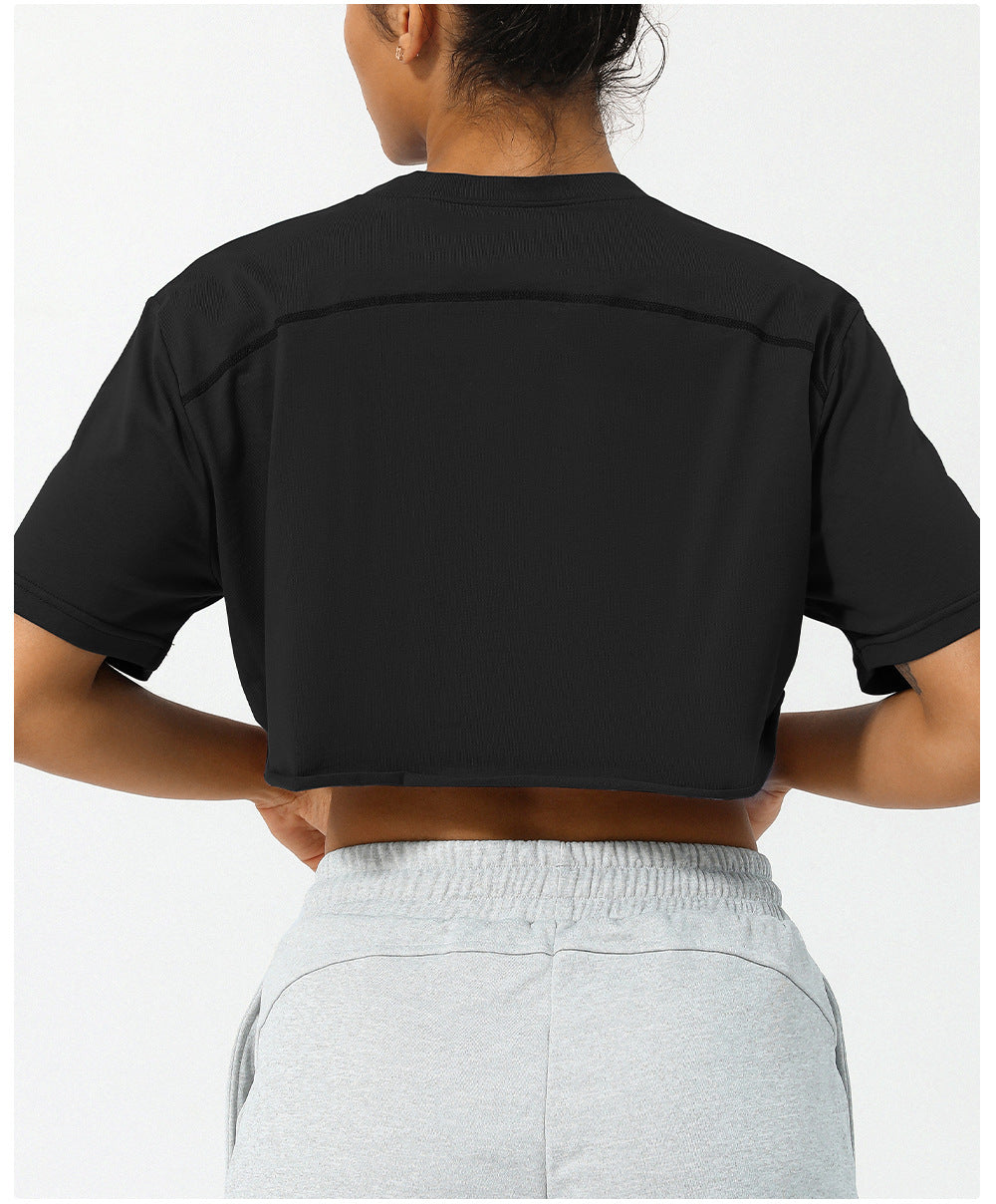 Spring Summer Dance Running Sports Short Sleeve Yoga Suit Women Casual All Matching Workout Top Loose Exercise T Shirt Women