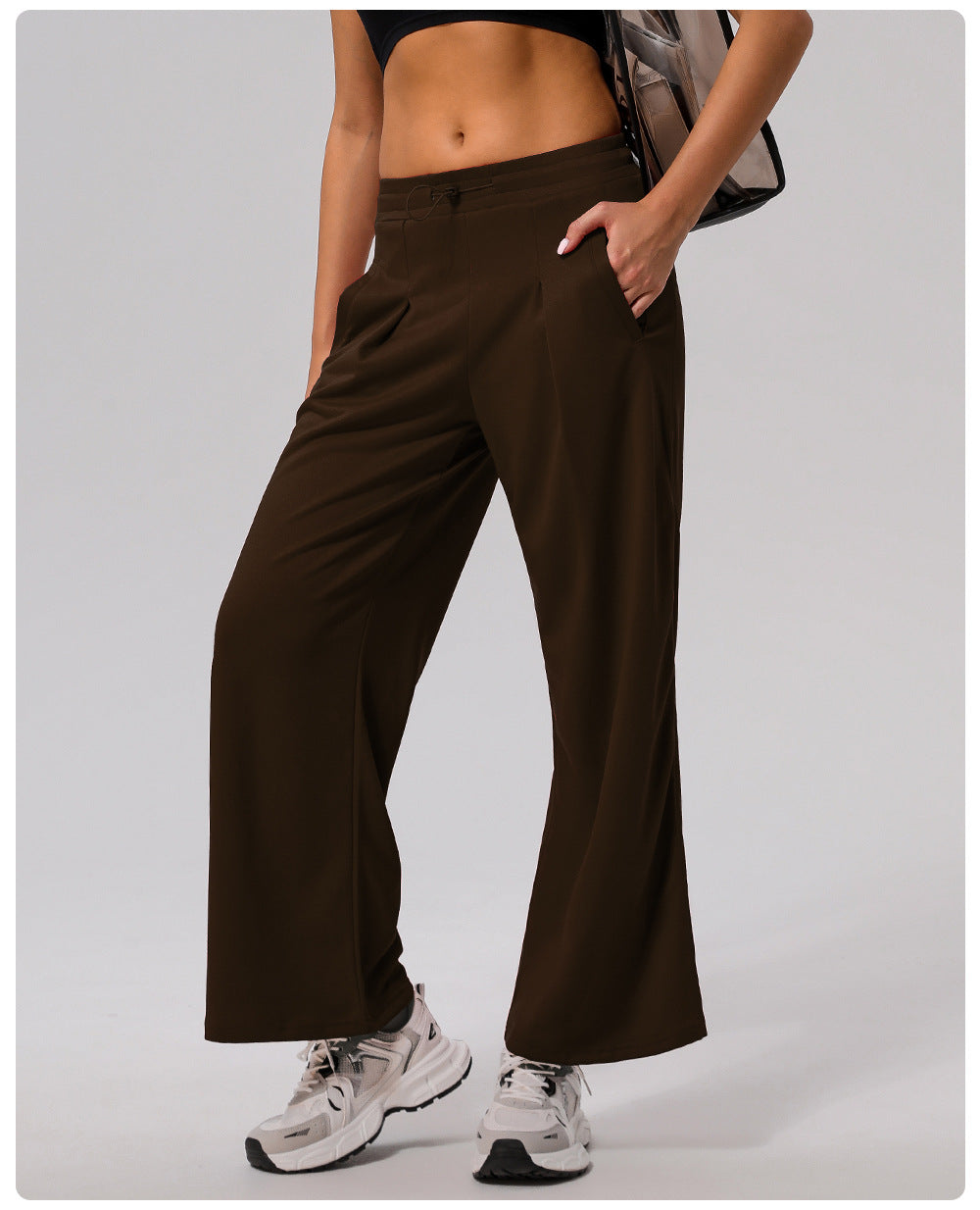 Casual Sports Wide Leg Pants High Waist Hip Lift Draped Pants Slimming Pocket Loose Yoga Dance Pants