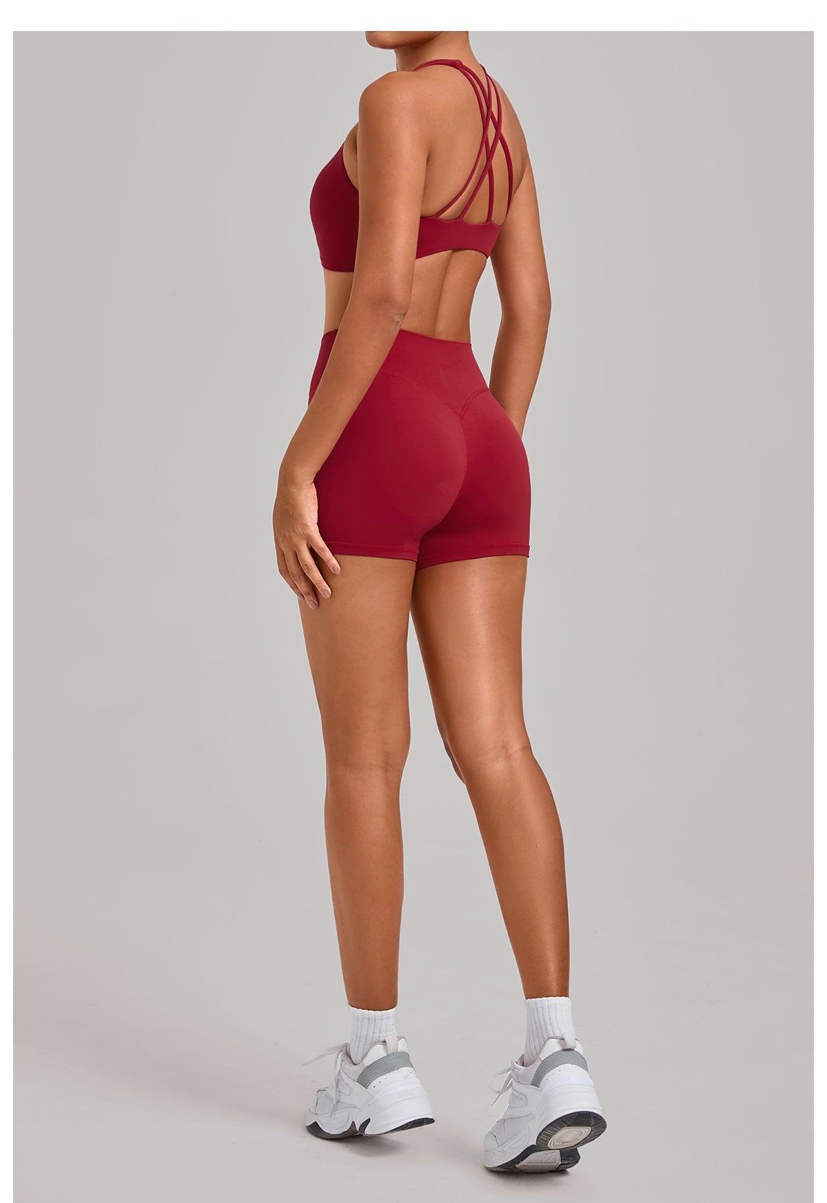 Cross Back Yoga Tight Quick-Drying Workout Clothes Detachable Chest Pad Sports Shorts Two Piece Sets Women
