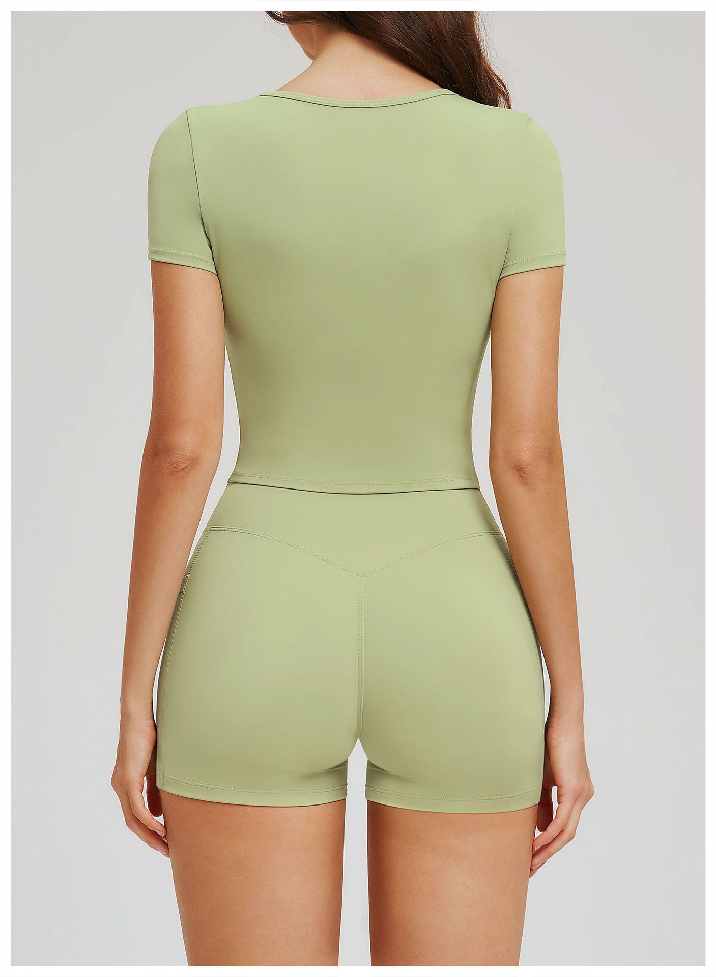 Nude Feel Yoga Short Sleeve Big Neckline Skinny Exercise Top Outdoor Running Fitness Short Sleeve Women