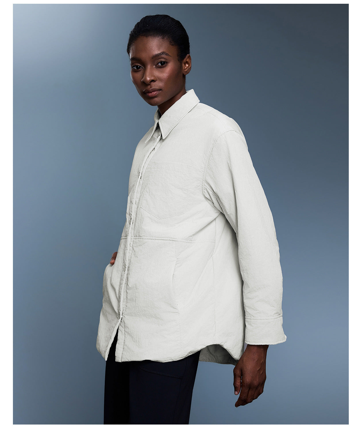 Collared Shirt Cotton Padded Coat Women Autumn Winter Simple Thickened Warm Jacket Casual Top Coat