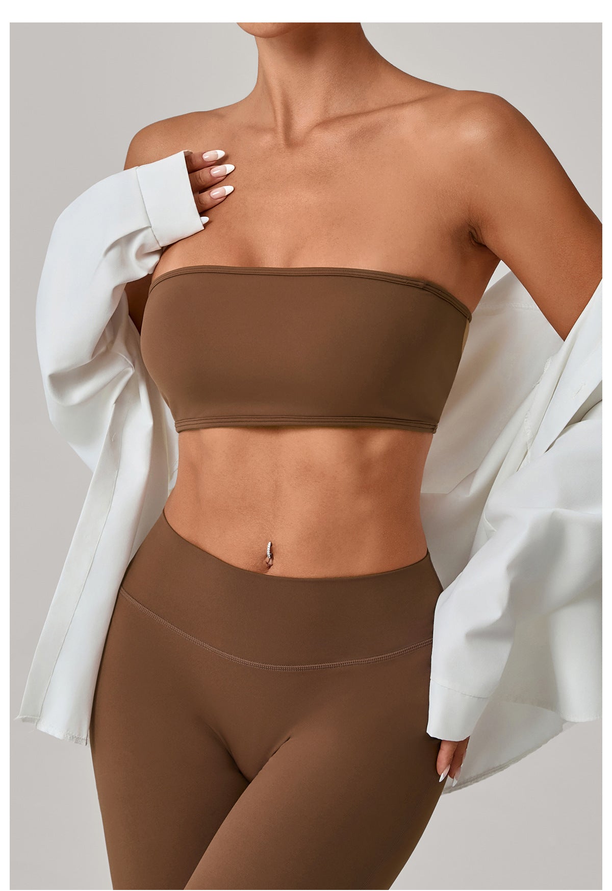 Anti Exposure Tube Top Underwear Base Workout Top Skinny Yoga Clothes One Piece Nude Feel Sports Underwear