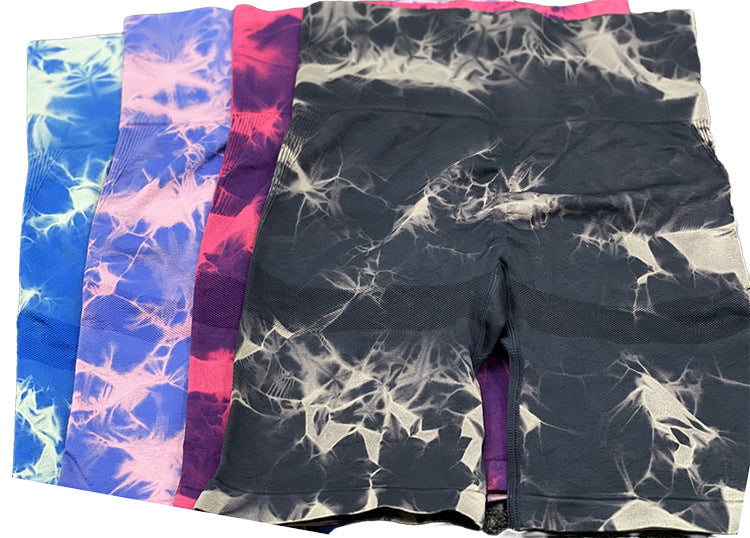 Seamless Knitted Tie Dyed Yoga Clothes Fitness Suit Sports High Waist Elastic Pants Women