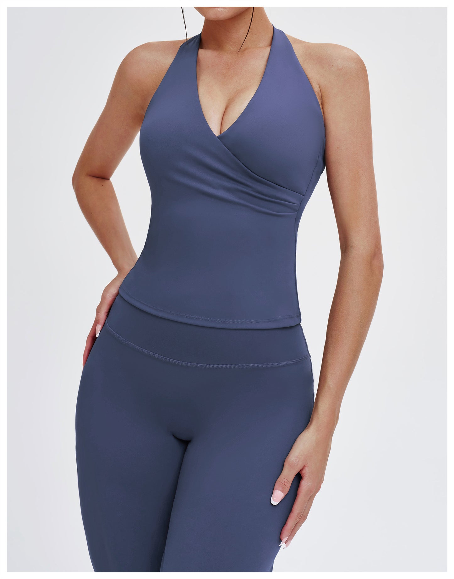 V neck Halter Yoga Vest Tight Brushed Beauty Back Exercise Vest Outdoor Running Workout Underwear