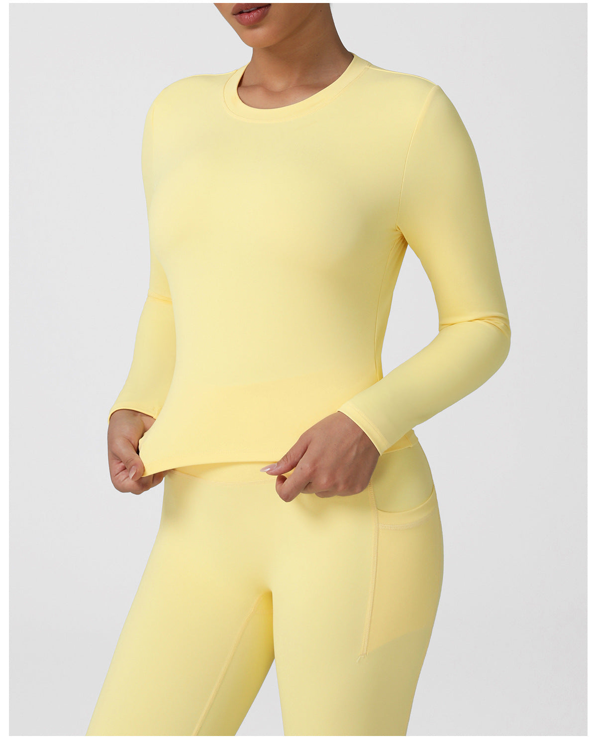 Nuis Nude Feel Tight Long-Sleeve Suit High Waist Running Fitness Pocket Flared Pants Yoga Clothes Two Piece Set