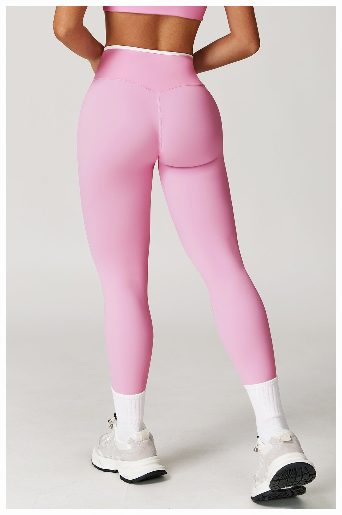 Sollinarry Nude Feel Skinny Yoga Pants Cross High Waist Contrast Color Tights Women Sports Running Fitness Pants