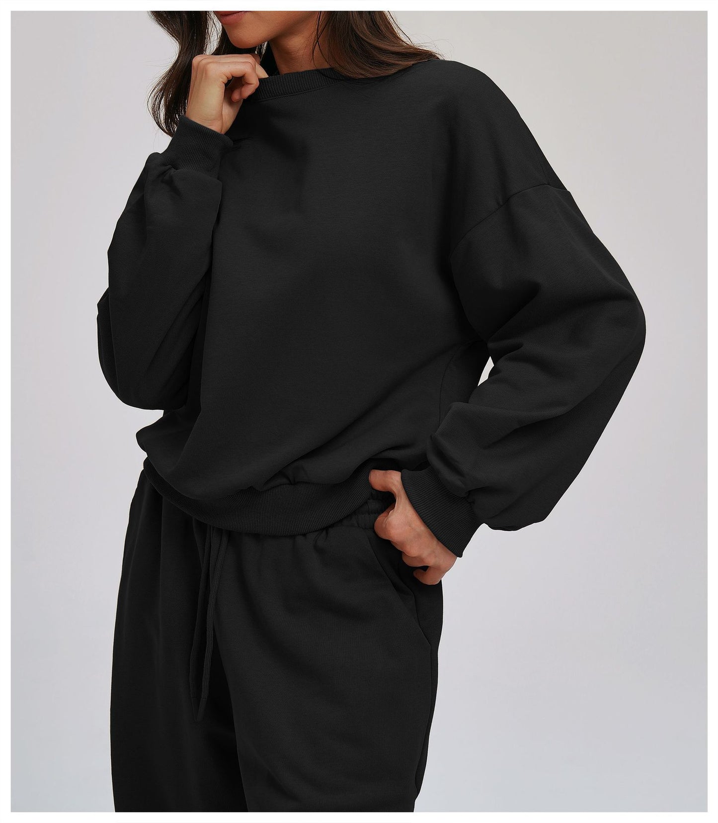 Comfortable round Neck Sweater Autumn Winter Long Sleeve Loose Casual Outdoor Top Outdoor Running Exercise Sweatshirt