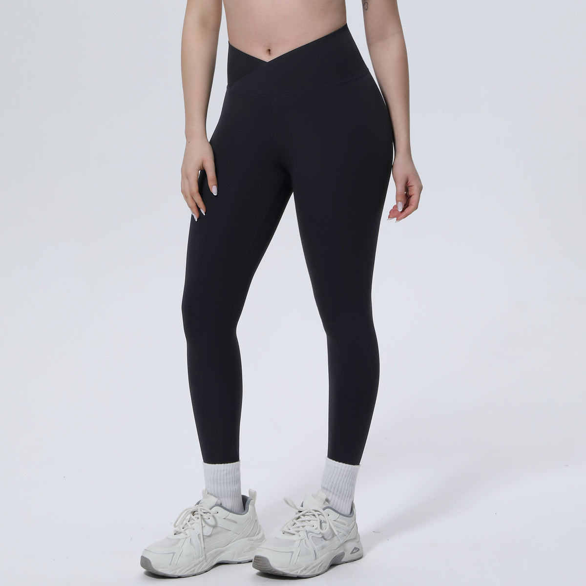 High Waist Nude Feel Seamless Skin Friendly Cross Waist Tight Pants Running Exercise Workout Pants Sexy Slim Fit Yoga Pants