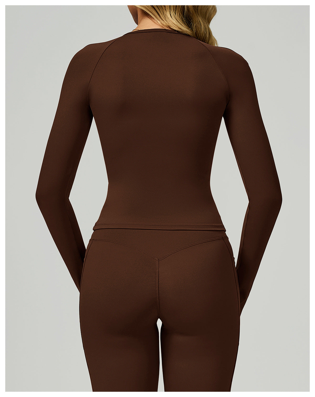 Sollinarry Nude Feel round Neck Yoga Long Sleeve Slim Fitting Belly Contracting High Sense Sports Top Outdoor Running Fitness Clothes