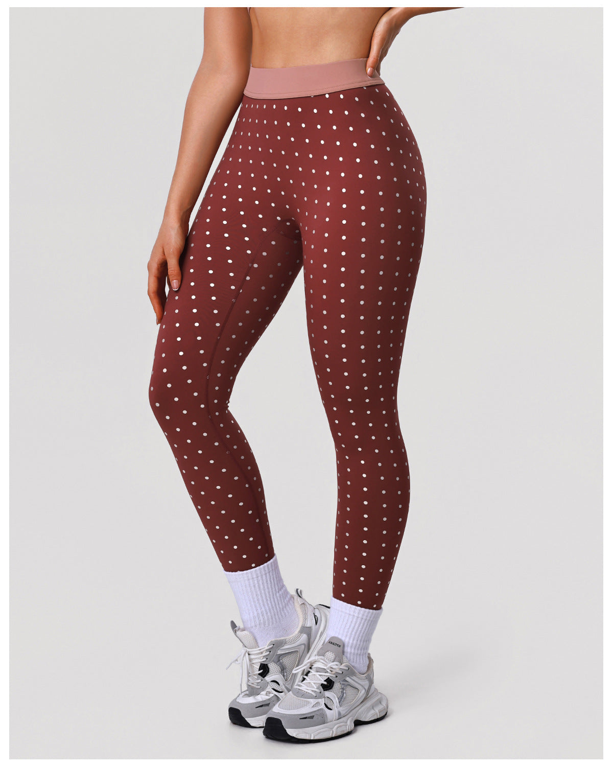 Dotted Prints Two Piece Sets Yoga Clothes Sexy Push up Bra High Elastic Tights Sports Fitness Clothes