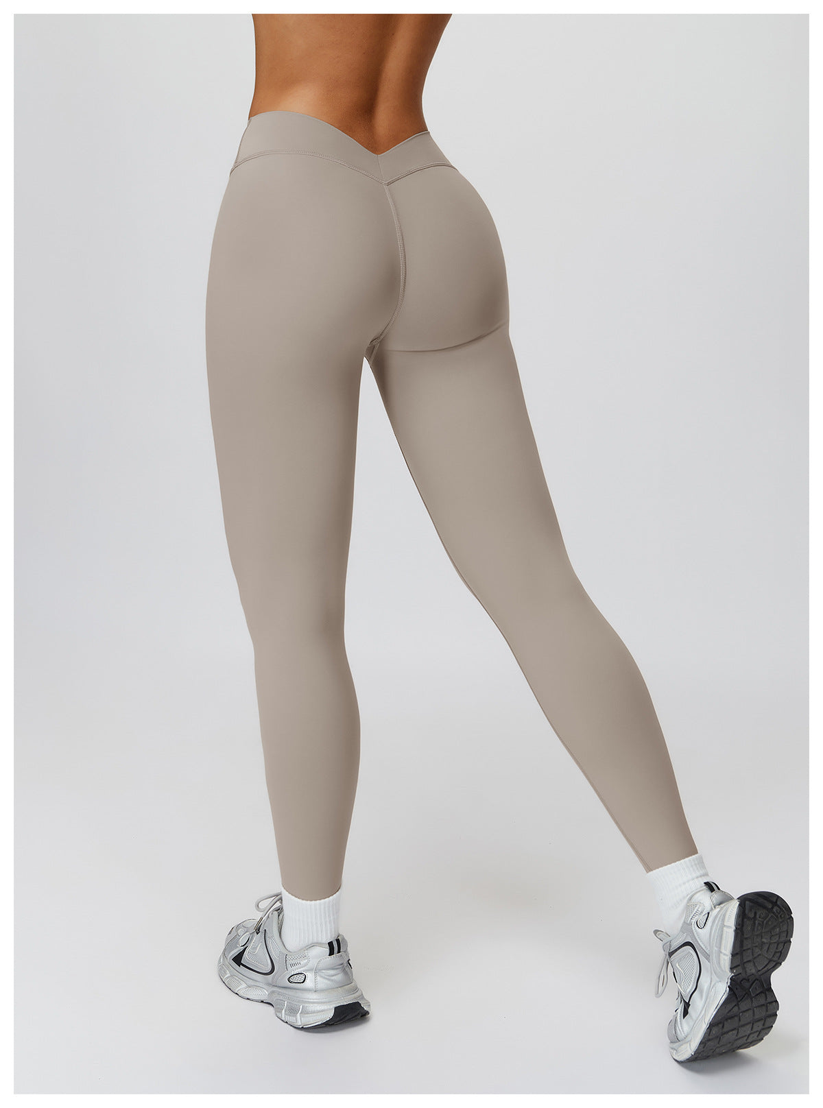 Brushed Yoga Pants High Waist Tight V Shaped Back Waist Sports Trousers Outdoor Running Cycling Workout Clothes
