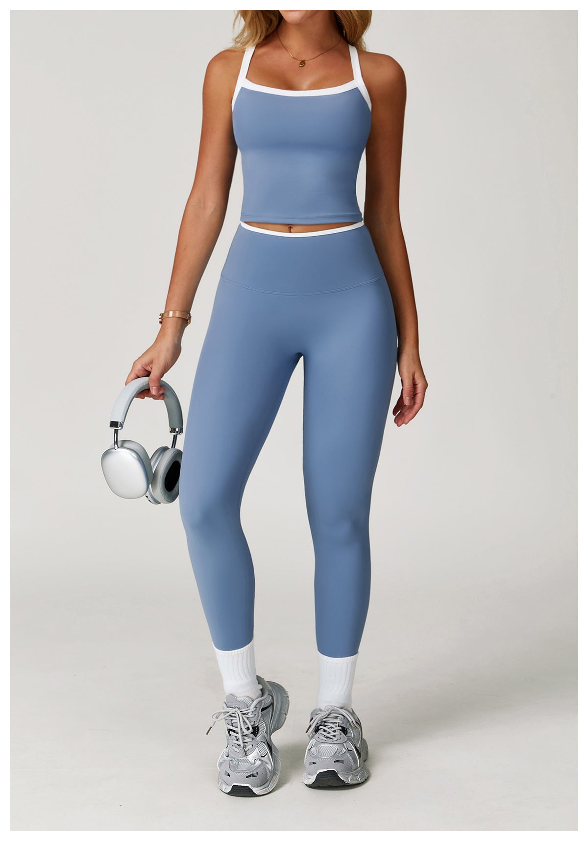 Sollinarry Nude Feel Yoga Pants High Waist Contrast Color Quick Drying Trousers Sports Running Fitness Sports Tights
