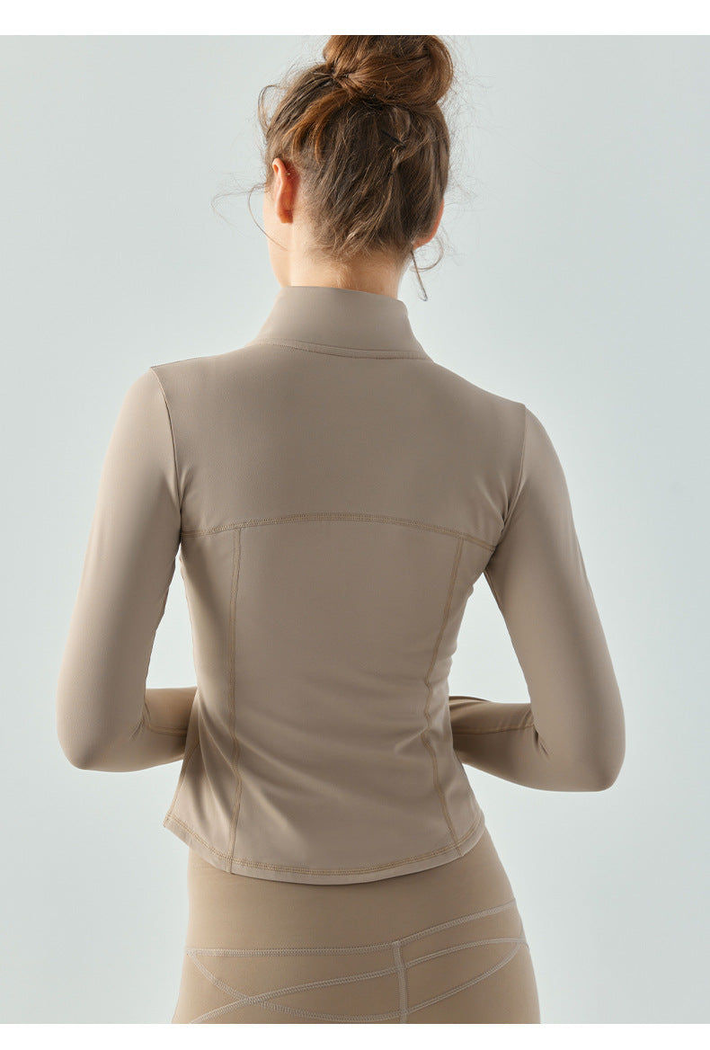 Yoga Clothes Coat Fall Winter Slim Slimming Zipper Long Sleeve Sports Top Warm with Velvet Workout Clothes Fleece Jacket