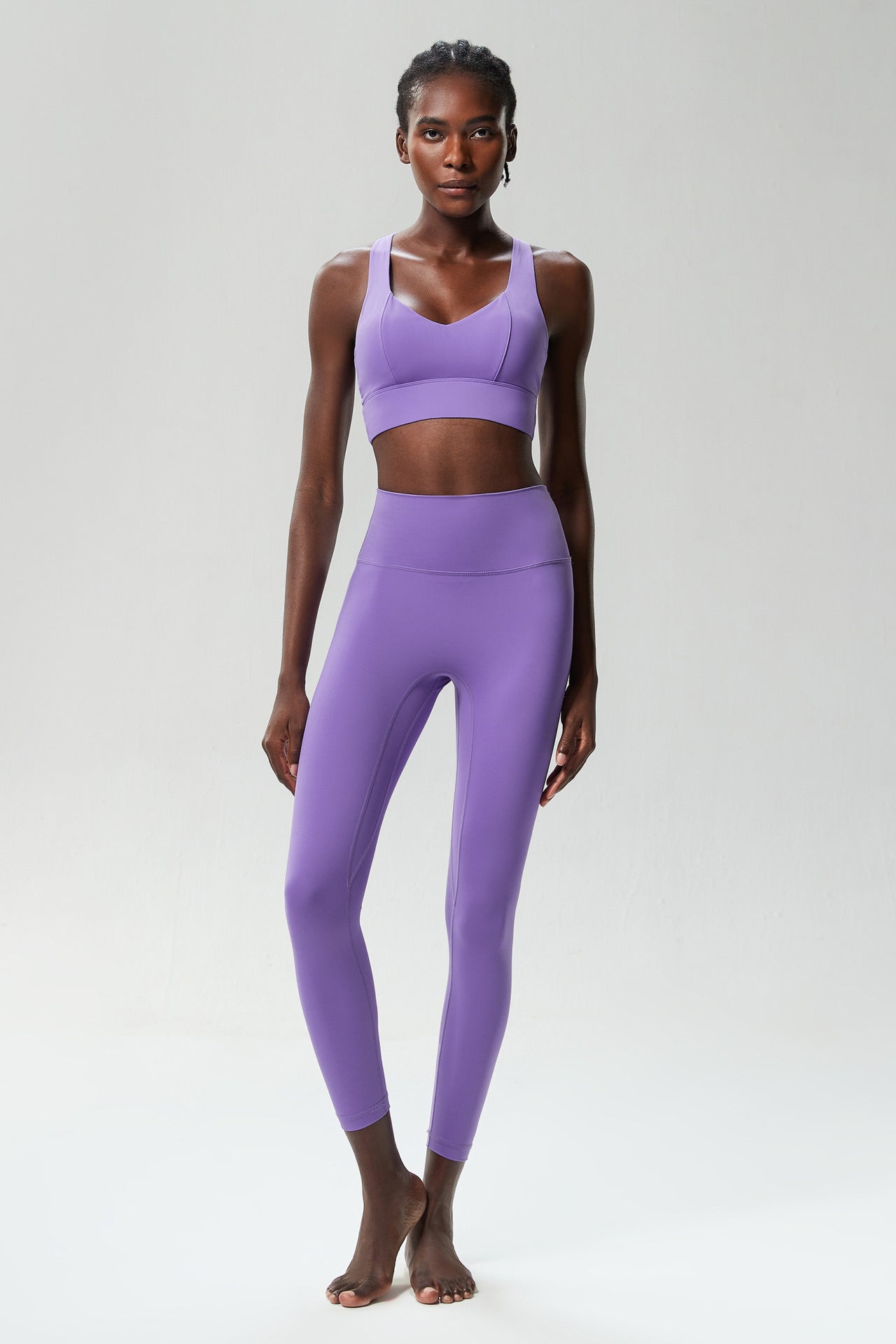 Tight Lycra Fitness Yoga Wear Suit Women Running Sports Nude Feel Quick Drying Two Piece Suit Undershirt