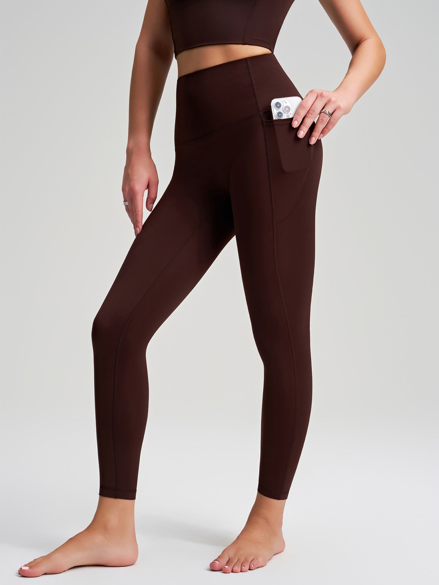Nude Feel Yoga Butt Lift Underwear Peach Hip High Elastic Tights with Pockets Running Yoga Pants Women