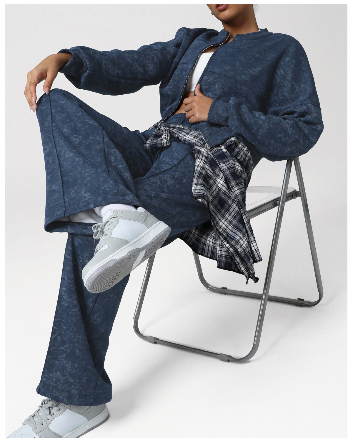 Casual Sports Autumn Winter Suit Irregular Asymmetric Pattern Print High Sense Two Piece Sets Warm Yoga Clothes