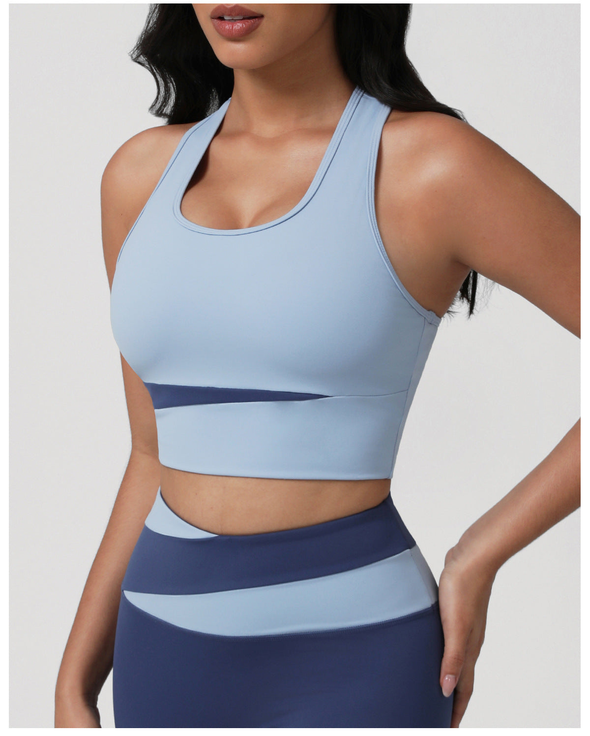 High Strength Shockproof Yoga Bra Contrast Color H Shaped Beauty Back Fitness Vest with Chest Pad Running Sports Bra