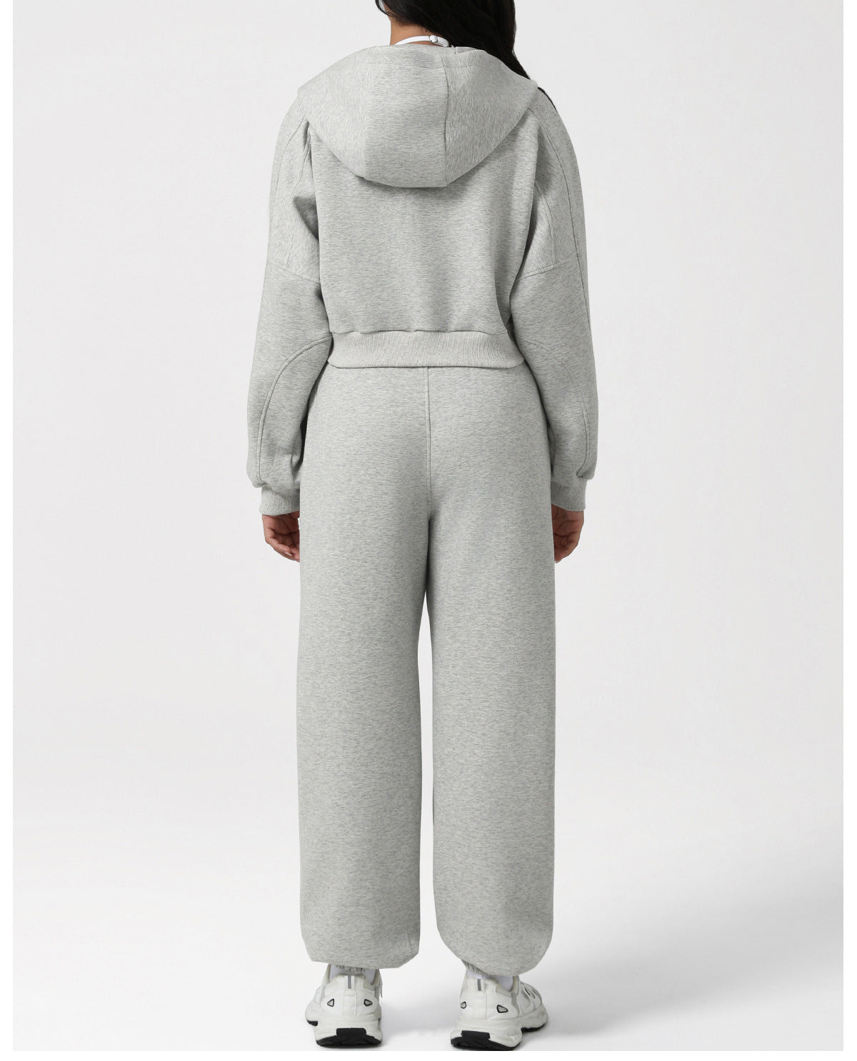 Autumn Winter Loose Slimming Track Sweatpants Women Thickened Hooded Zipper Sweatshirt Coat Casual Two Piece Set