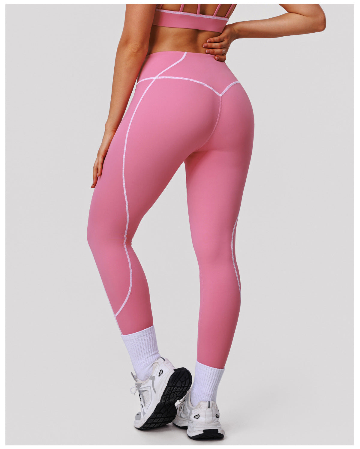 Arrival Contrast Color Yoga Ninth Pants High Waist Tight Running Workout Pants Women Hip Lifting Fitness Leggings