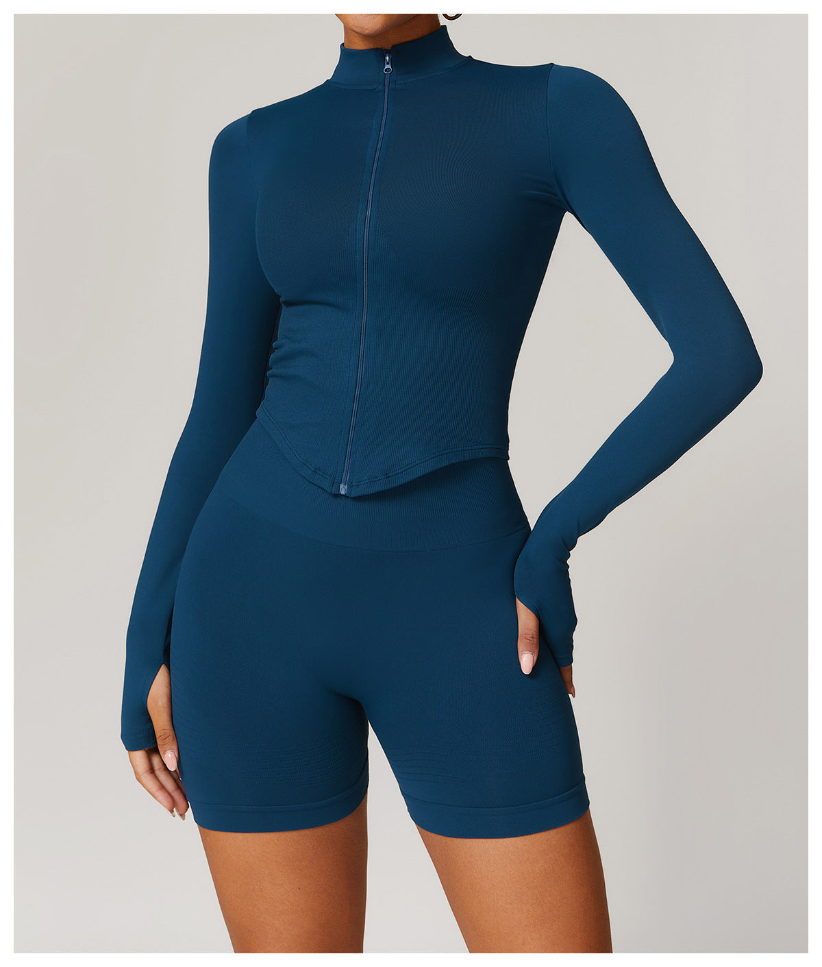 Sollinarry Stand Collar Long Sleeve Zipper Yoga Jacket Women Tight Quick Drying Yoga Clothes Outdoor Fitness Sports Top