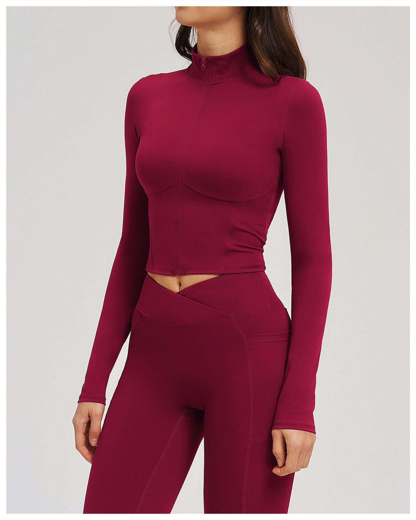 Nude Feel Yoga Jacket Stand Collar Zipper Skinny Jacket Outdoor Running Sports Casual Top