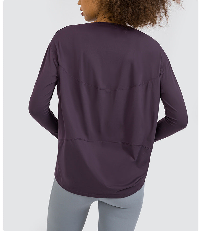 Arrival Double Sided Nude Feel Loose Long Sleeved Women Slim Fit Breathable Simple Women Training Fitness Yoga Wear