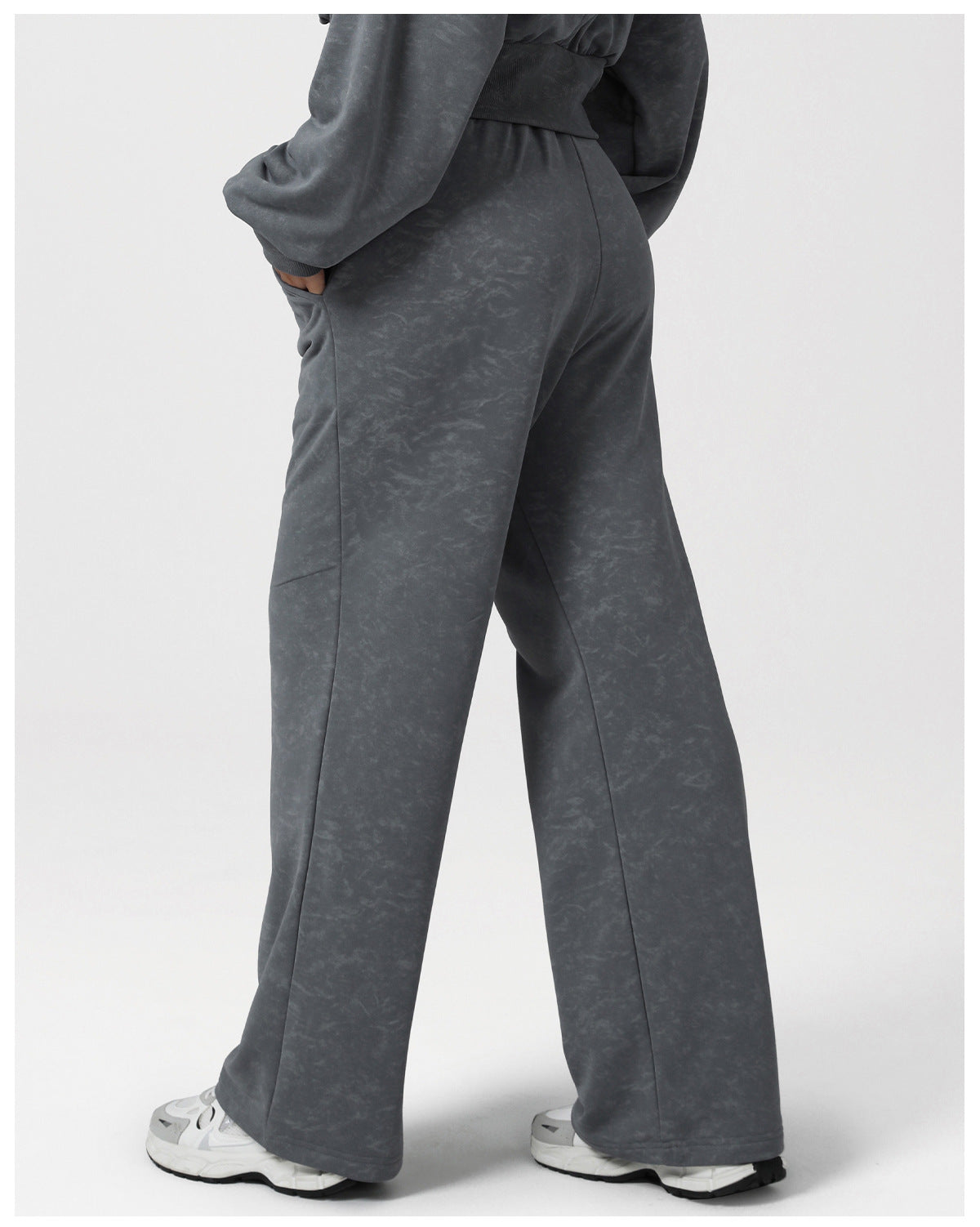 Autumn Winter High Waist Casual Pants Tie Dyed Printed Loose Track Pants Women Drooping Slimming Straight Fitness Wide Leg Pants