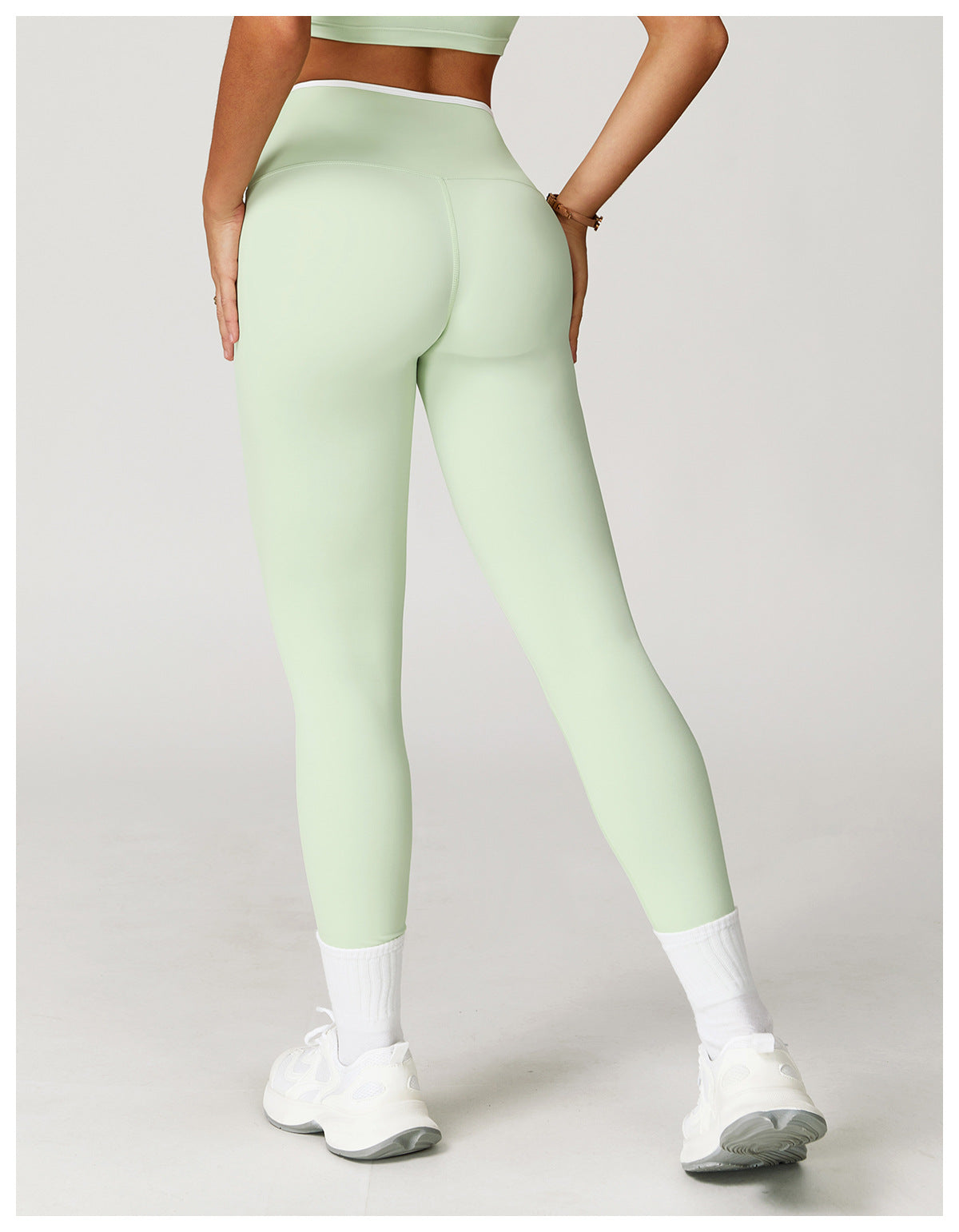 Sollinarry Nude Feel Yoga Pants High Waist Contrast Color Quick Drying Trousers Sports Running Fitness Sports Tights