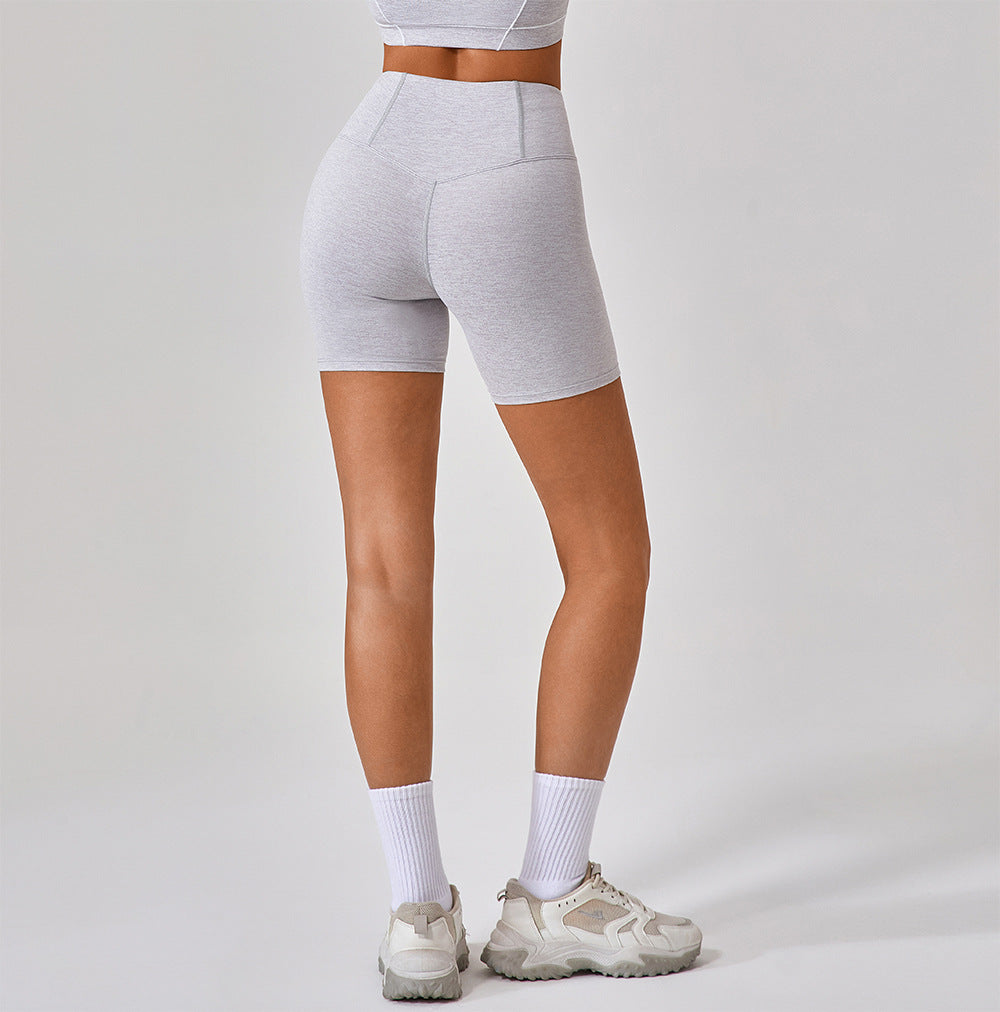 Contrast Color Summer High Waist Tight Nude Feel No Embarrassment Line Yoga Pants Women Peach Hip Raise Three Point Fitness Pants
