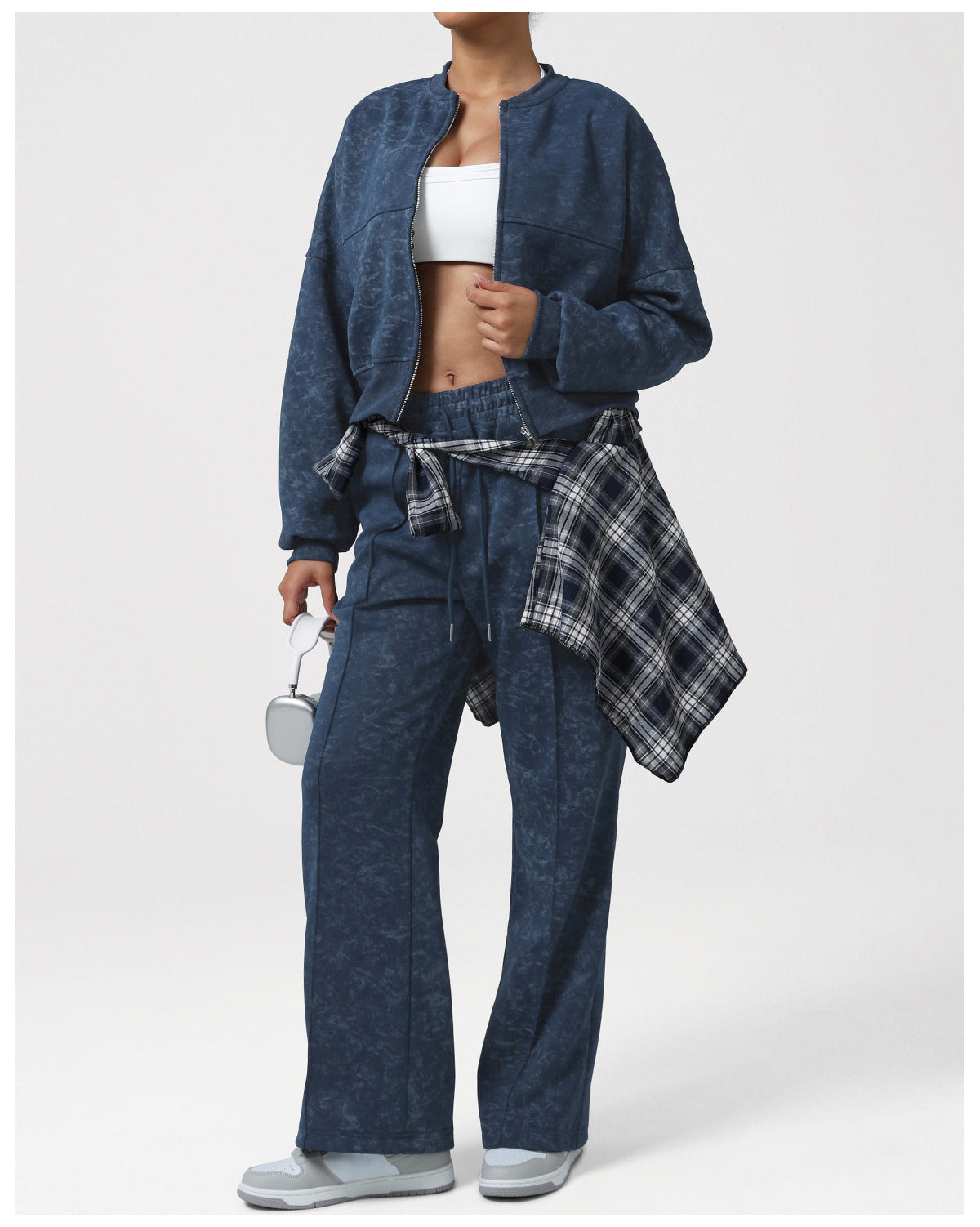 Casual Sports Autumn Winter Suit Irregular Asymmetric Pattern Print High Sense Two Piece Sets Warm Yoga Clothes
