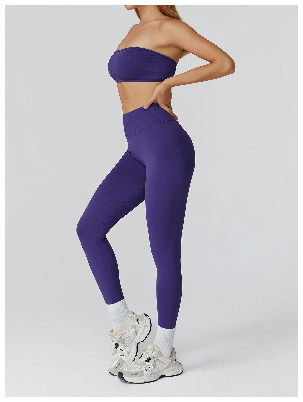 Seamless Tight Yoga Trousers High Waist Pleated Peach Hip Sports Trousers Outdoor Running Fitness Clothes