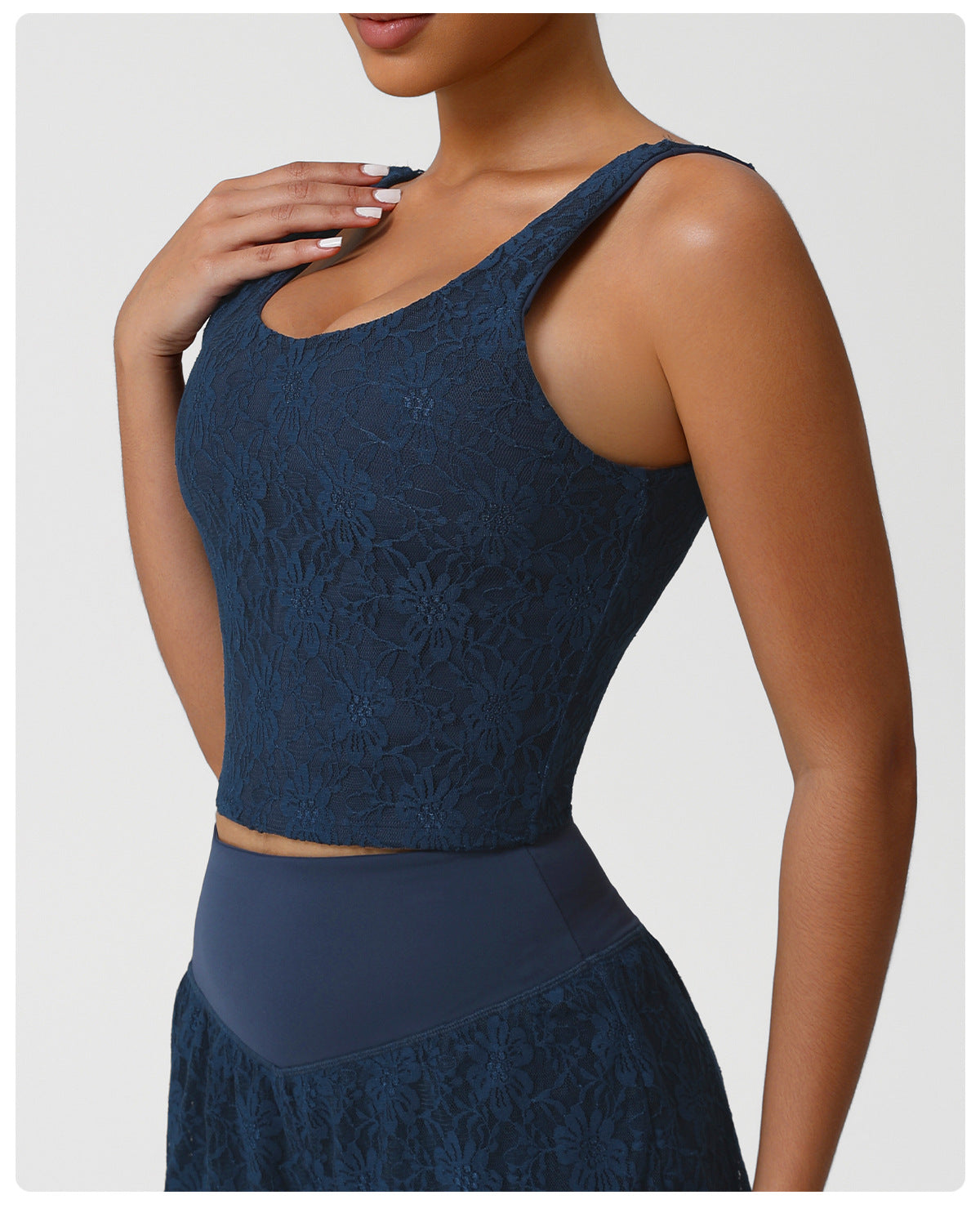 Nude Feel Sexy Lace Sleeveless Sports Top Dance Training Exercise Strap Vest Women