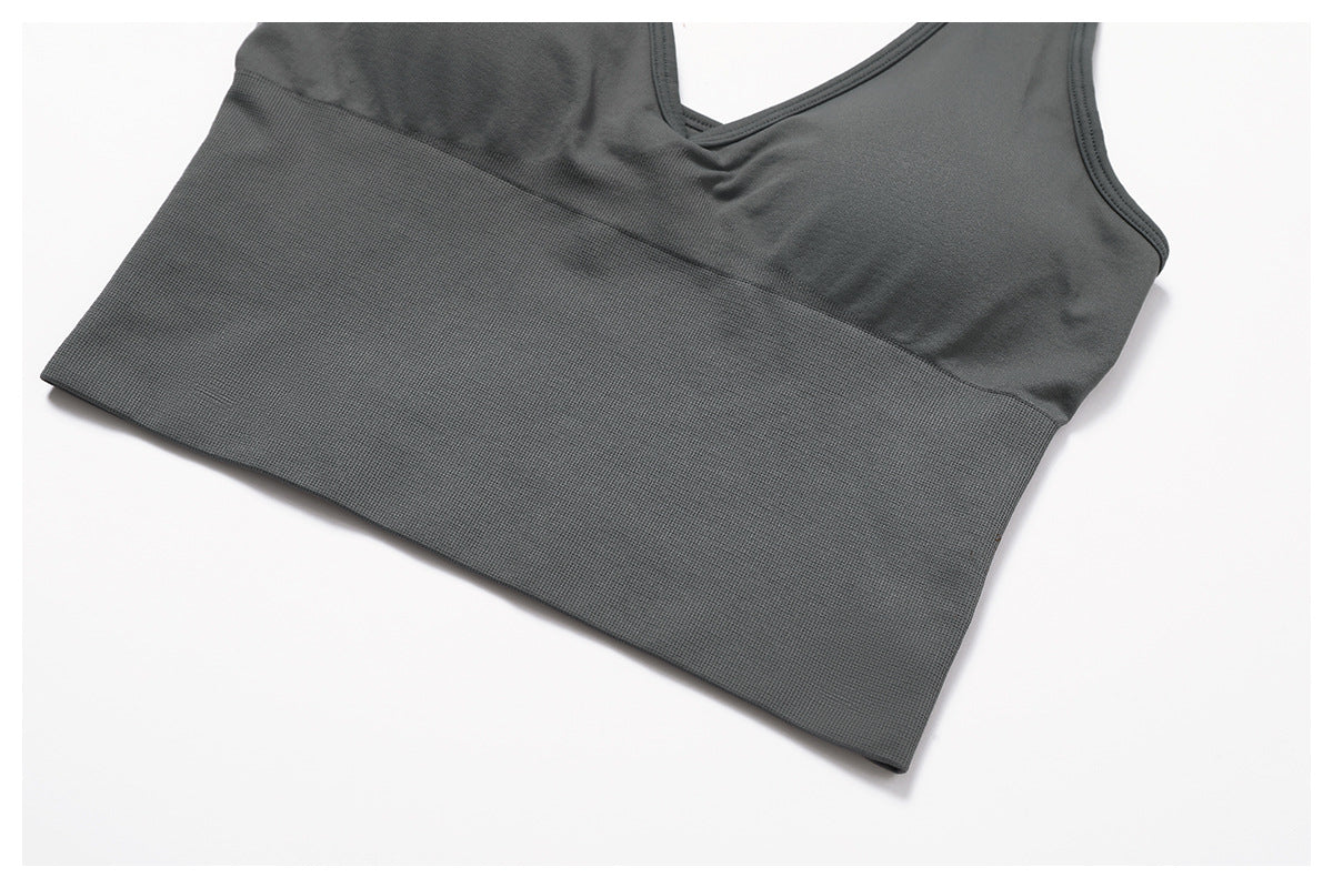 Sollinarry Breathable Halter Beauty Back Yoga Bra Seamless Sports Underwear Women Summer Shockproof Workout Top