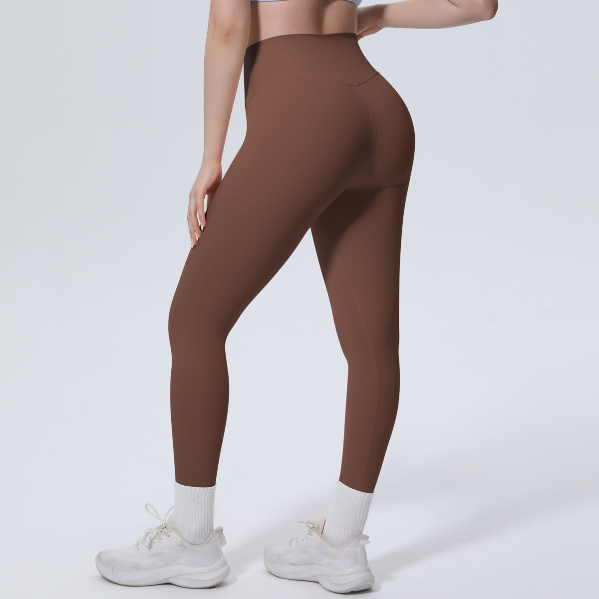 High Waist Nude Feel Tights Running Sports Hip Raise Fitness Pants Pilates Sexy Slim Solid Color Yoga Pants
