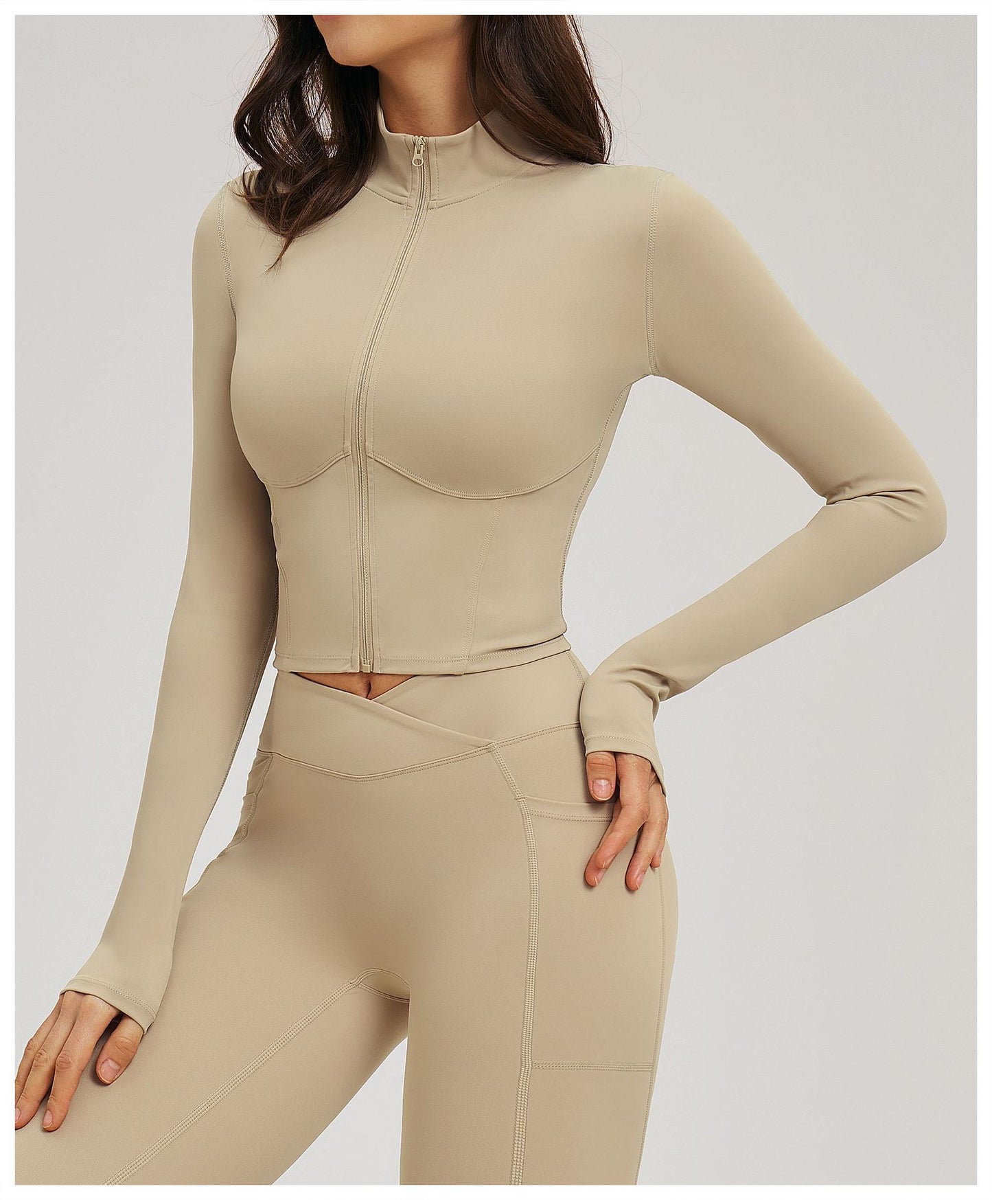 Nude Feel Yoga Jacket Stand Collar Zipper Skinny Jacket Outdoor Running Sports Casual Top