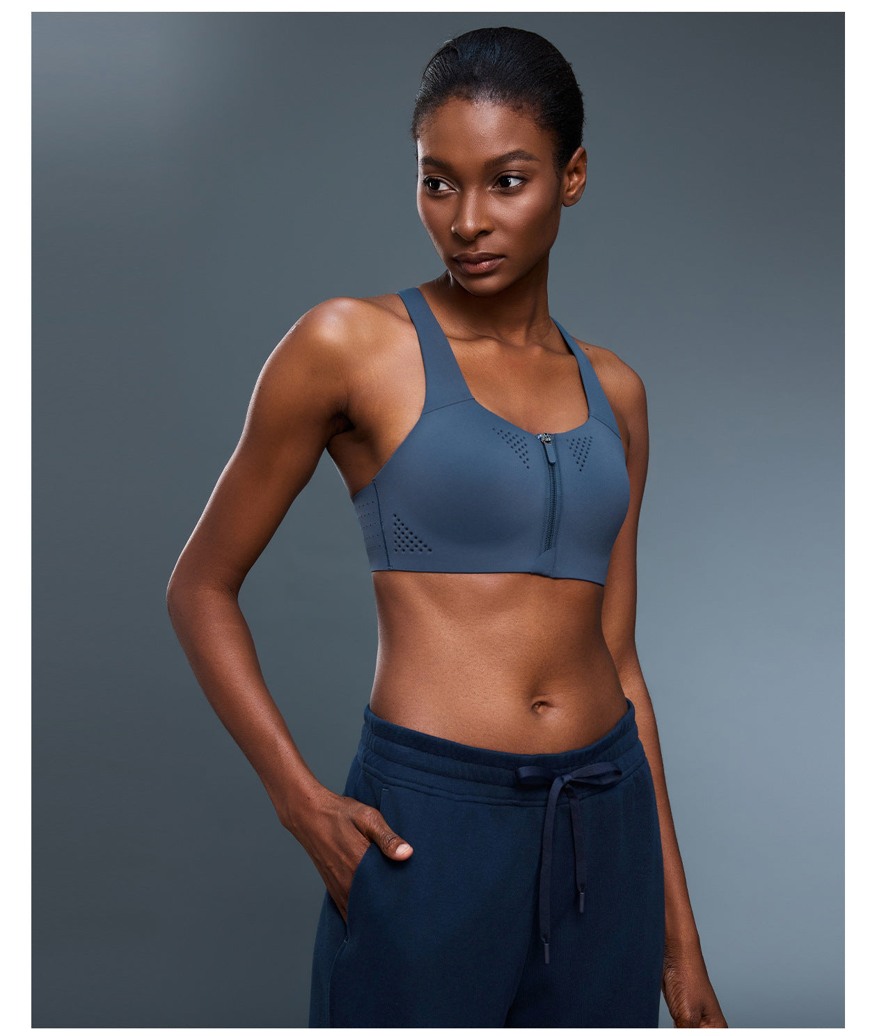 Front Zipper High Strength Sports Underwear for Women One Piece Cup Shockproof Push up Yoga Bra Adjustable Shoulder Strap