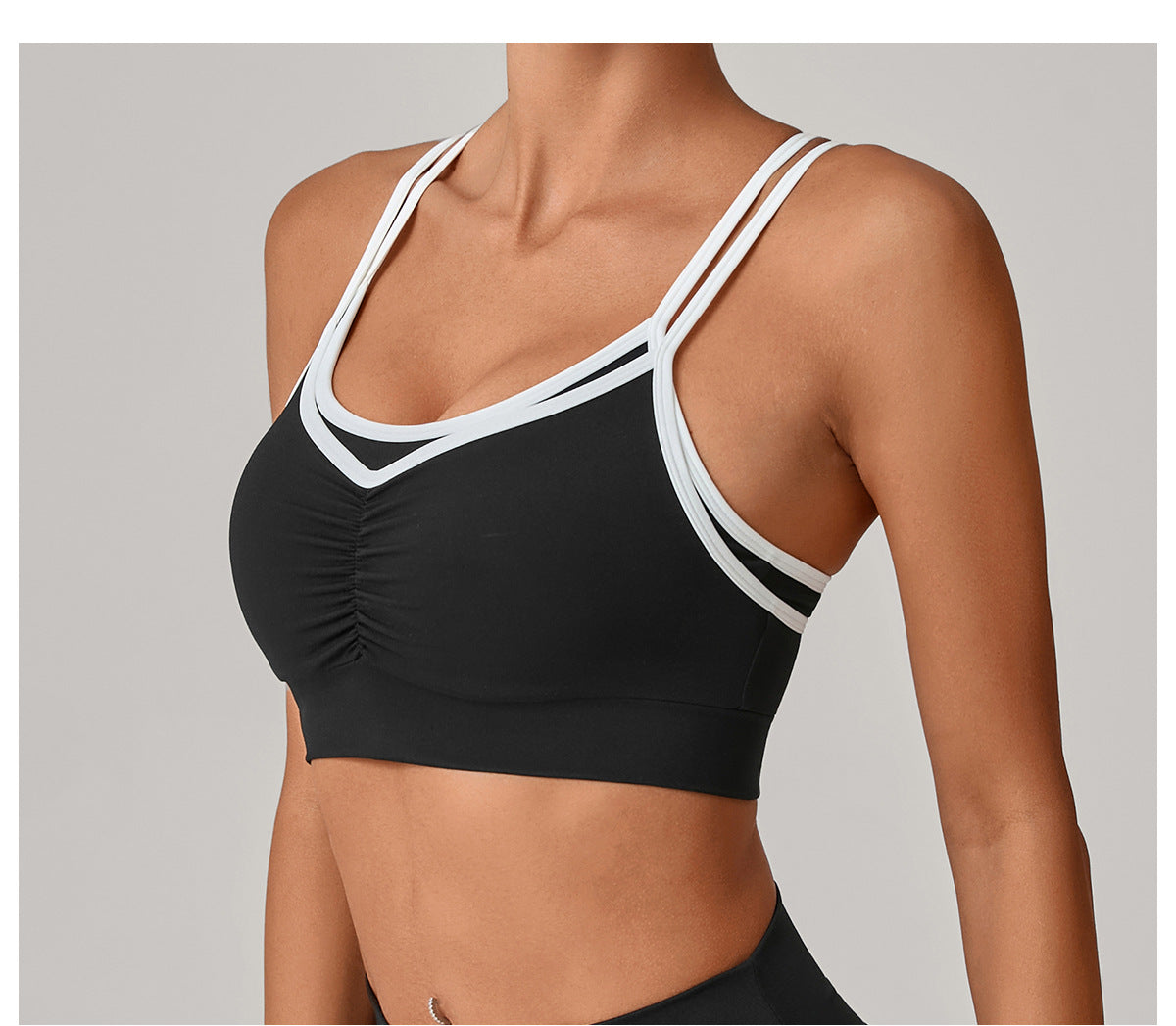 Autumn Sand Tight Nude Feel Contrast Color Sports Bra Women Backless Yoga Vest Workout Clothes Outer Wear Sports Top