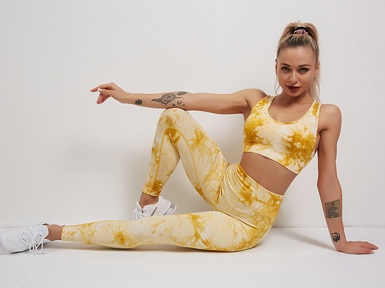 Tie Dye Sportswear Women's Suit Yoga Suit Fitness Suit Comfortable High Waist Stretch Skinny Yoga Pants