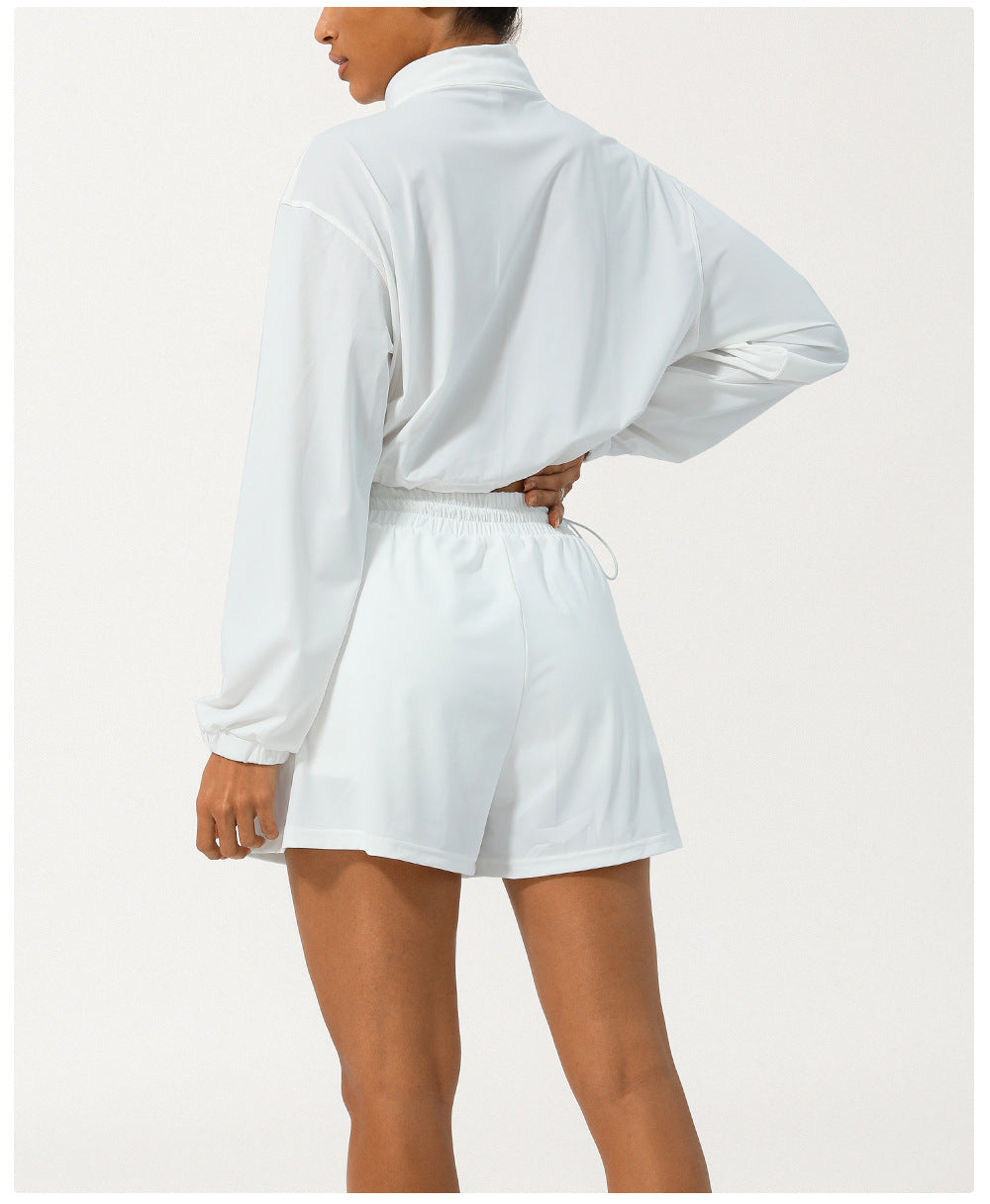 Summer Sports Sun Protection Long Sleeved UV Proof Top Quick Drying Breathable Shorts Casual Sun Protective Clothing Two Piece Set